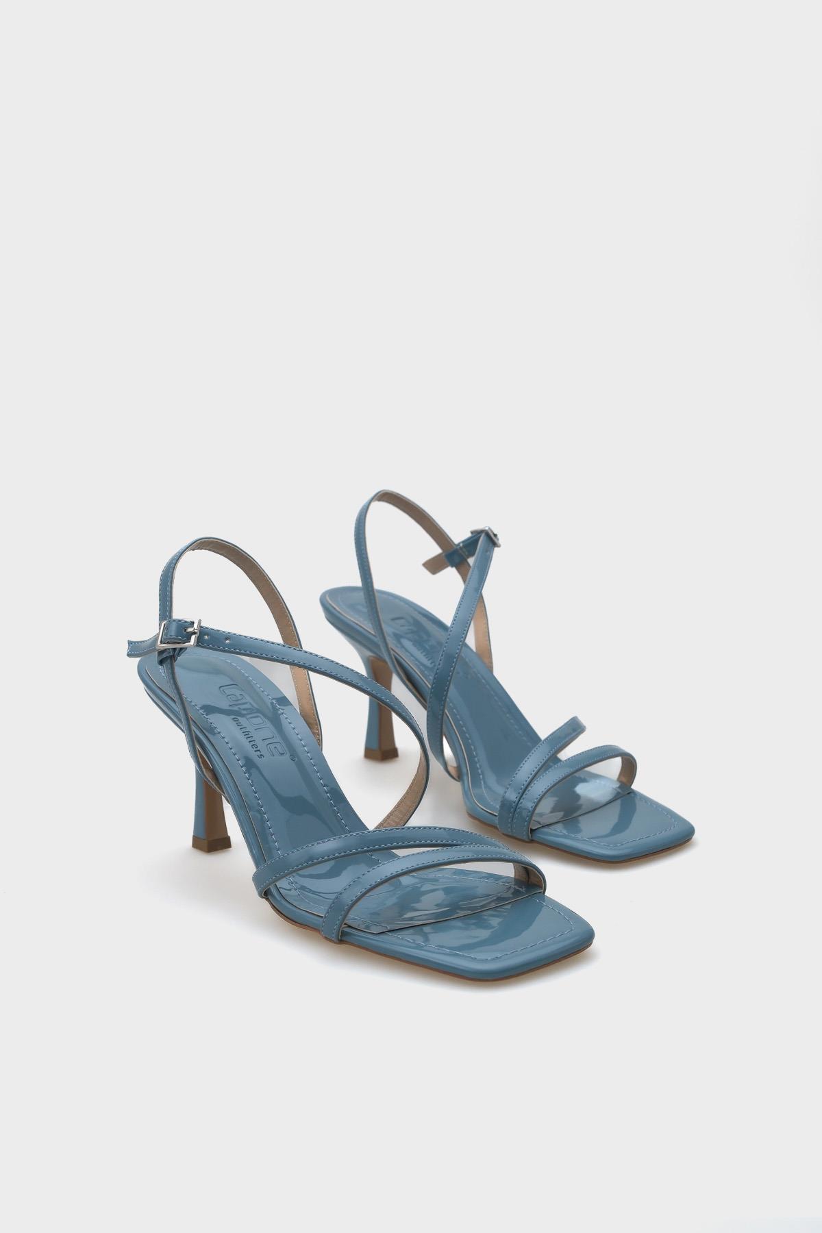 Capone Strapped Mid Heeled Women Blue Sandals