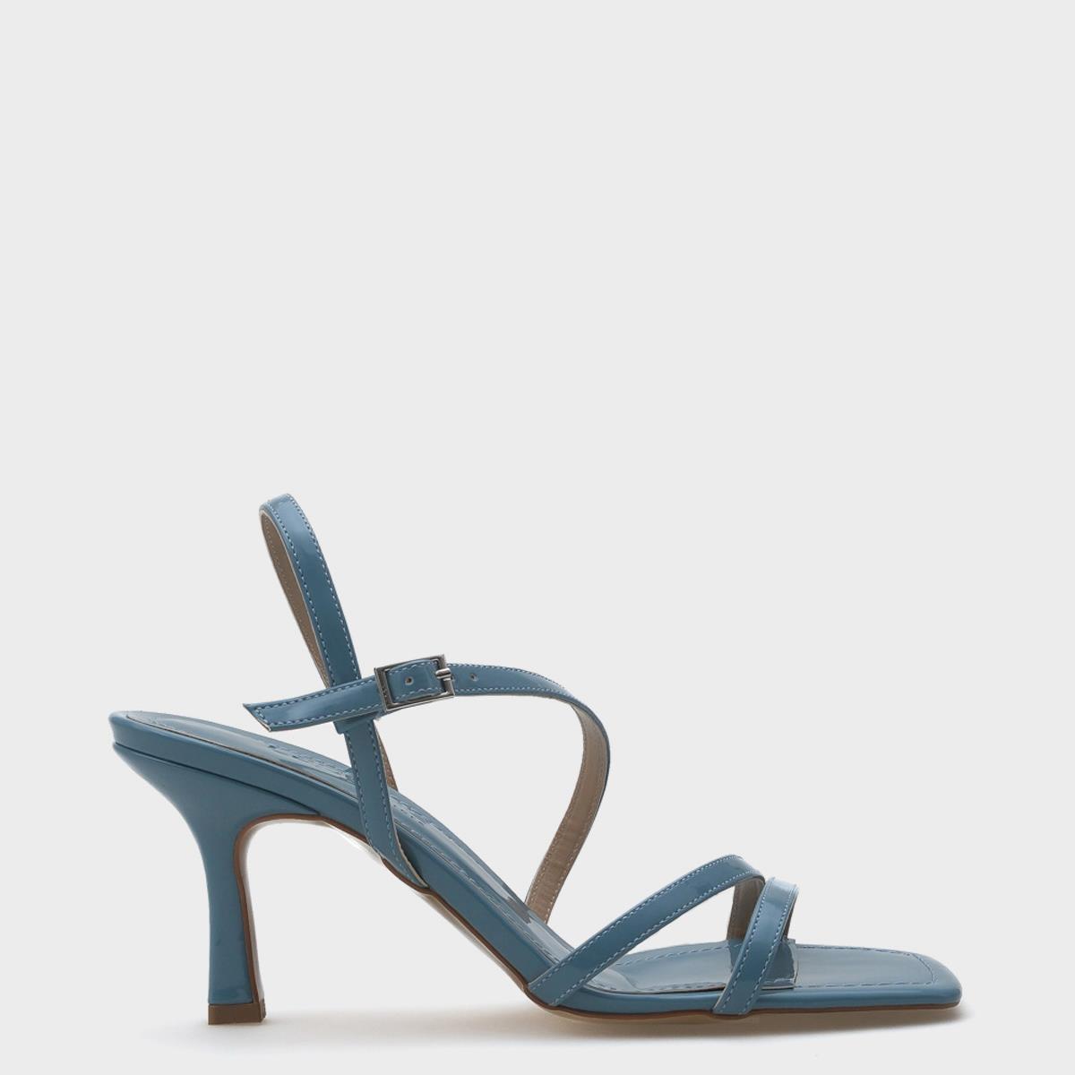 Capone Strapped Mid Heeled Women Blue Sandals