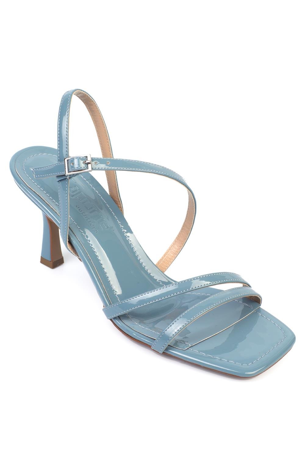 Capone Strapped Mid Heeled Women Blue Sandals