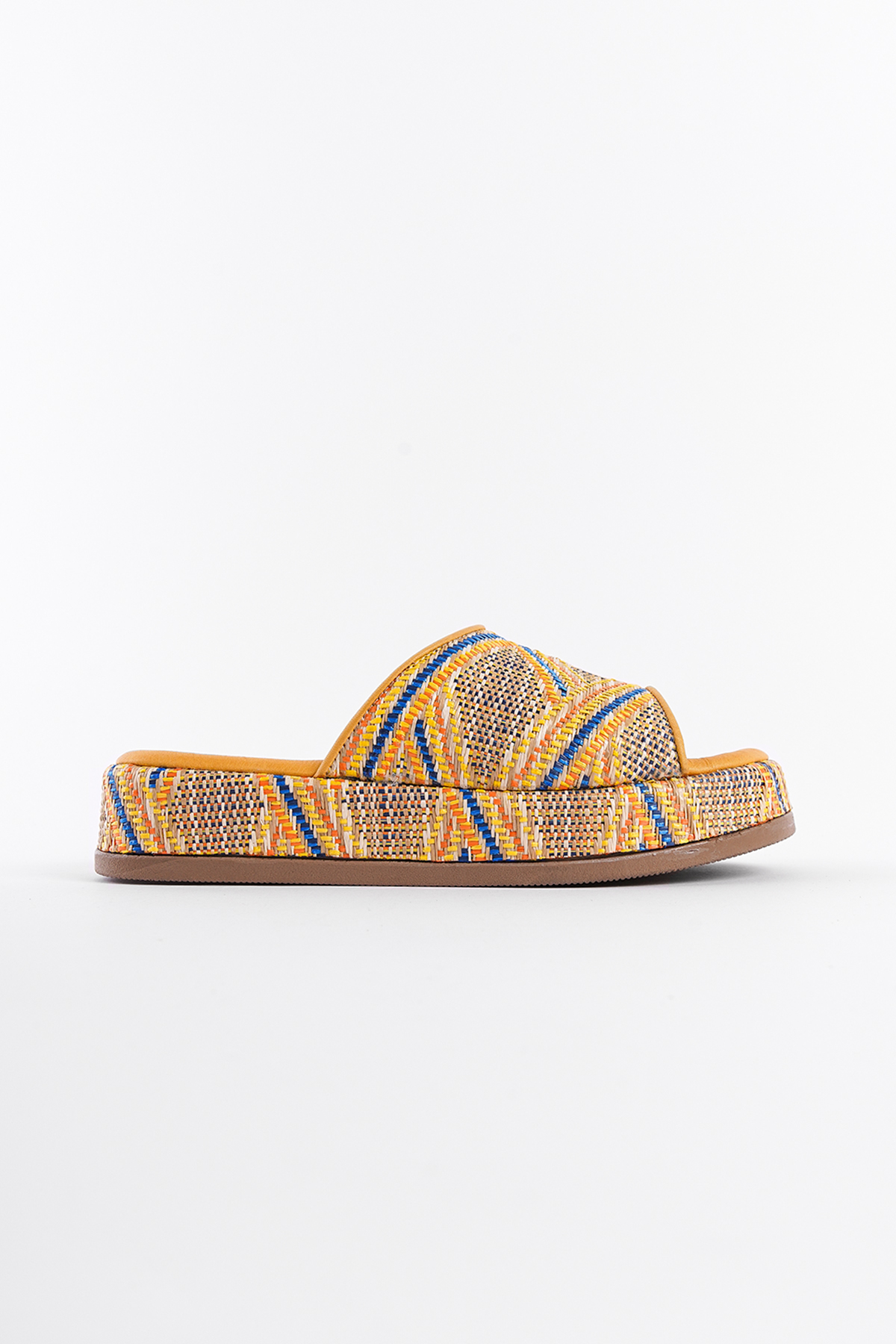 Capone Straw Genuine Leather Single Strap Women Yellow Sandals