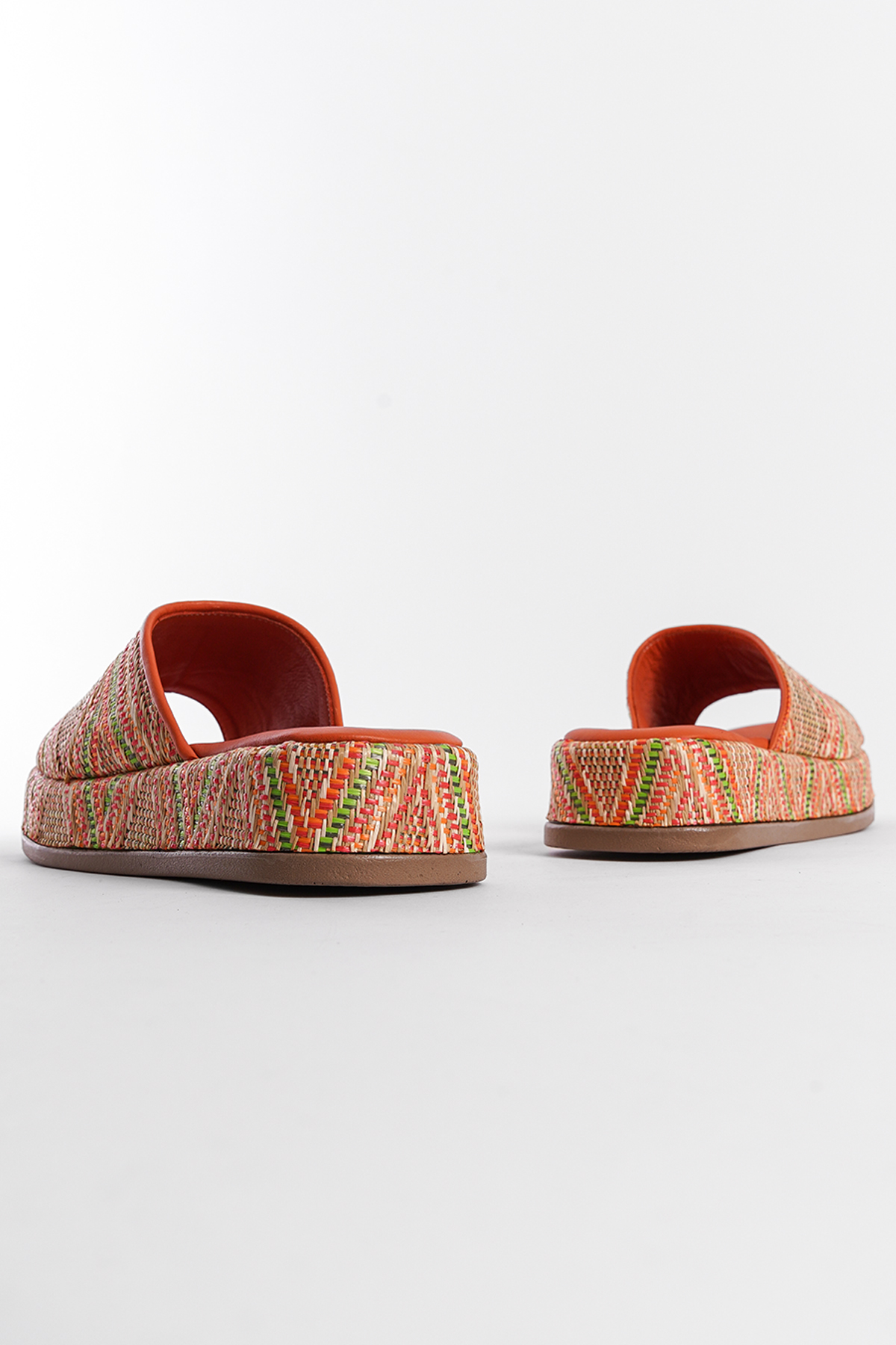 Capone Straw Genuine Leather Single Strap Women Orange Sandals