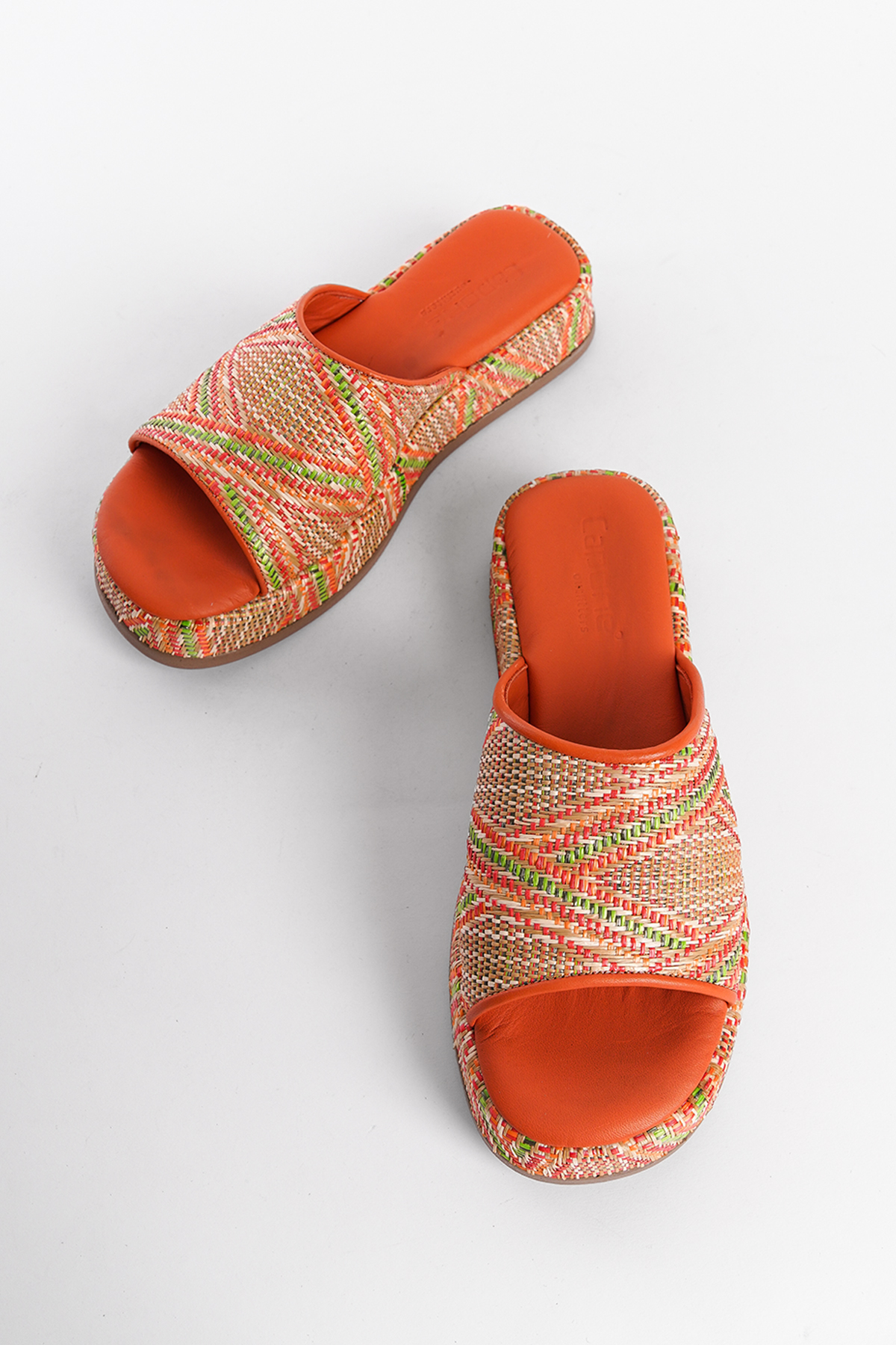 Capone Straw Genuine Leather Single Strap Women Orange Sandals