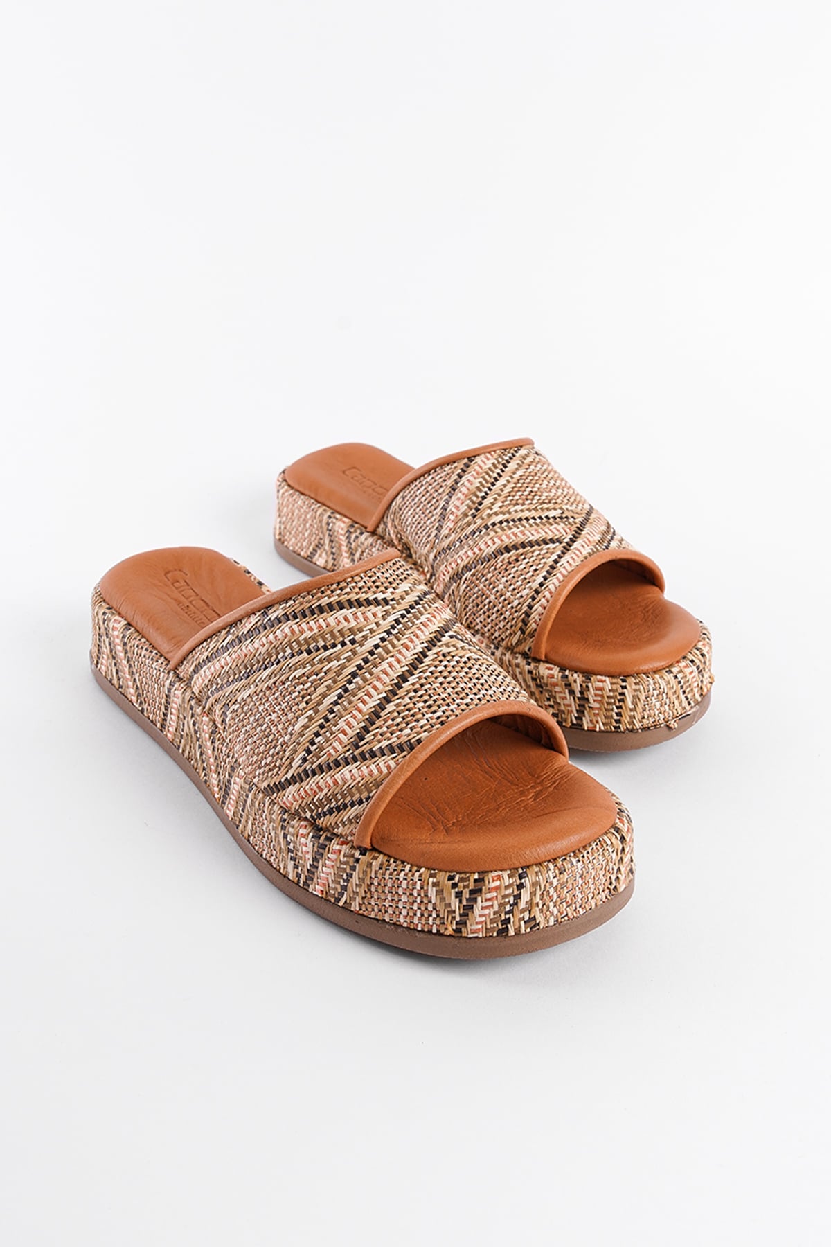 Capone Straw Genuine Leather Single Strap Women Tan Sandals