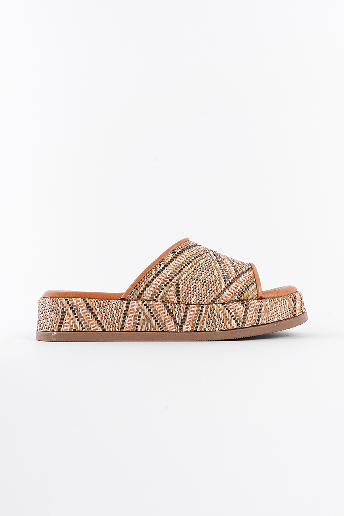 Capone Straw Genuine Leather Single Strap Women Tan Sandals