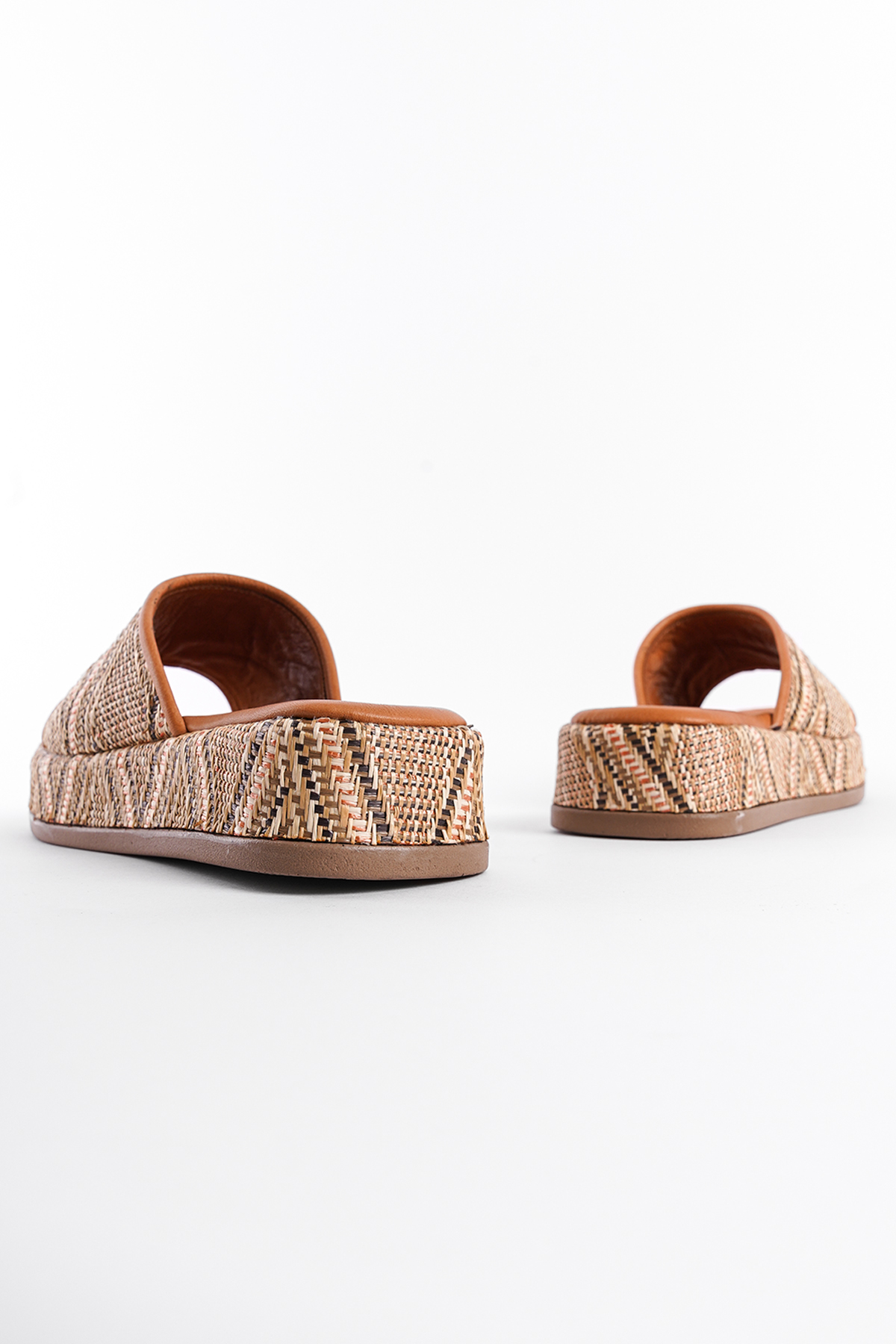 Capone Straw Genuine Leather Single Strap Women Tan Sandals