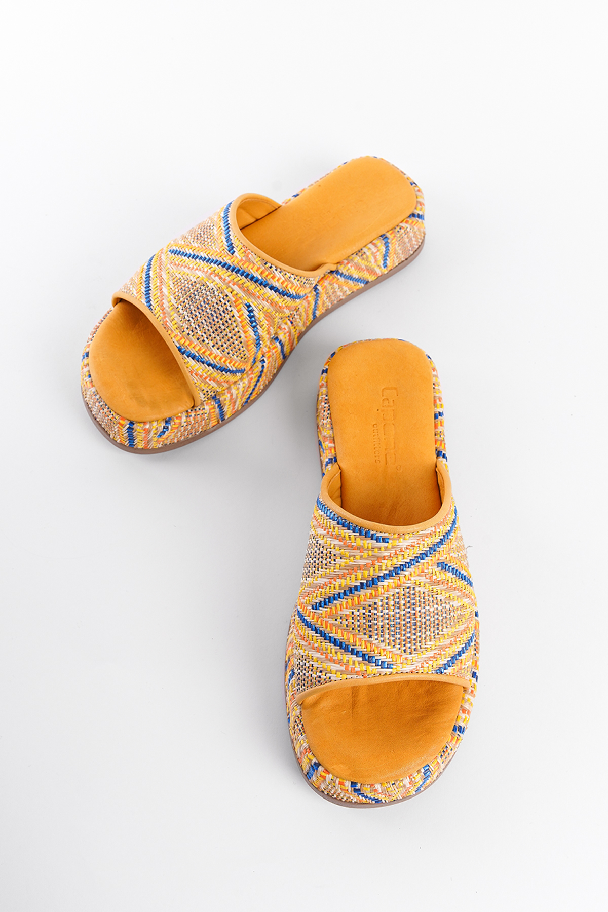 Capone Straw Genuine Leather Single Strap Women Yellow Sandals