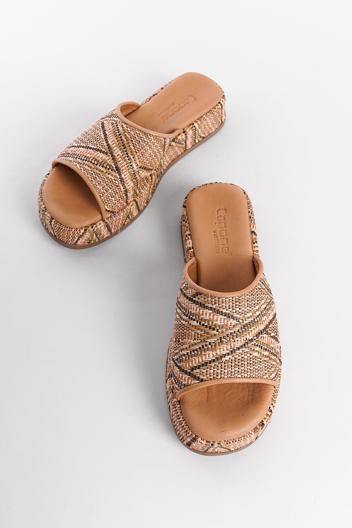 Capone Straw Genuine Leather Single Strap Women Nude Sandals
