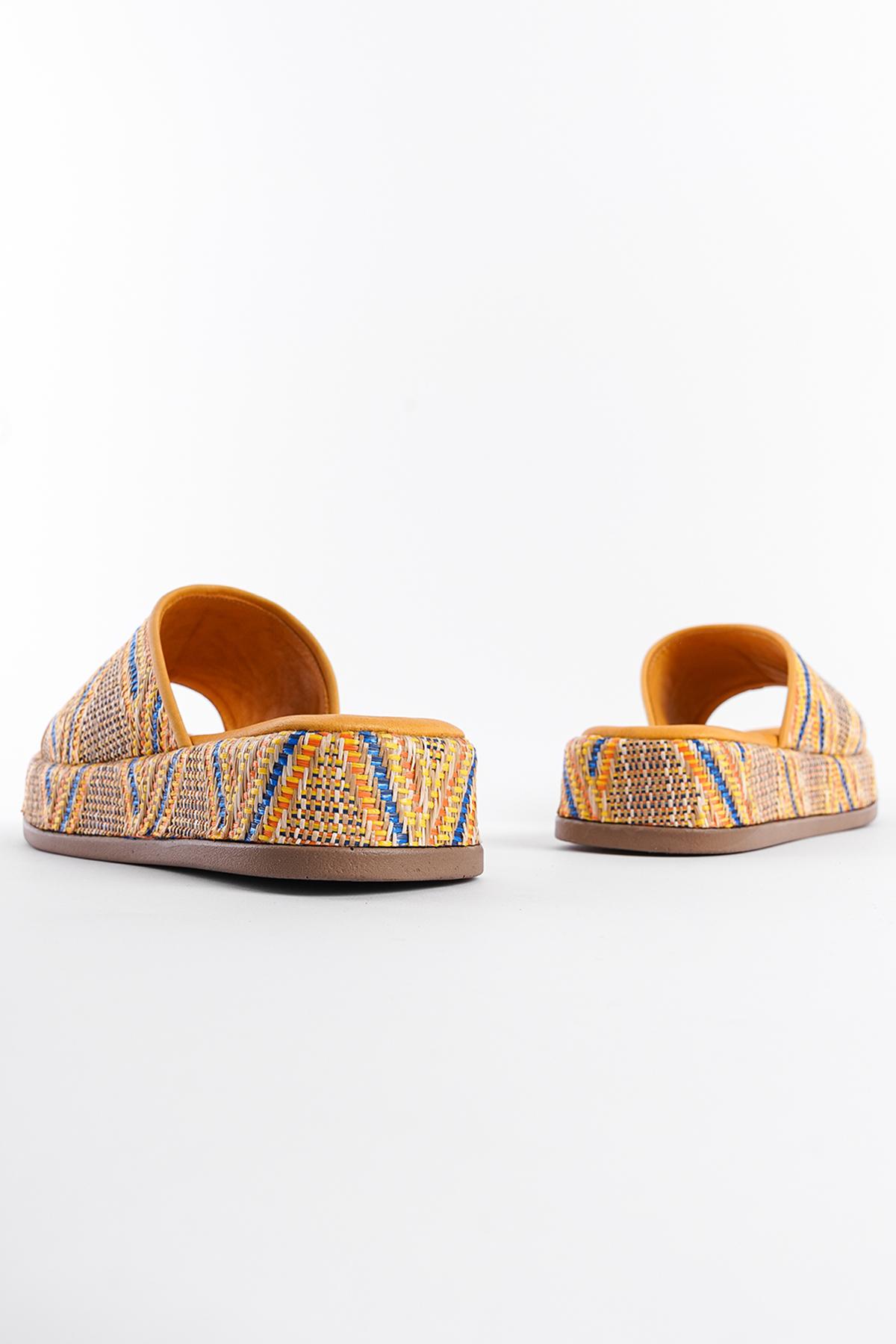 Capone Straw Genuine Leather Single Strap Women Yellow Sandals