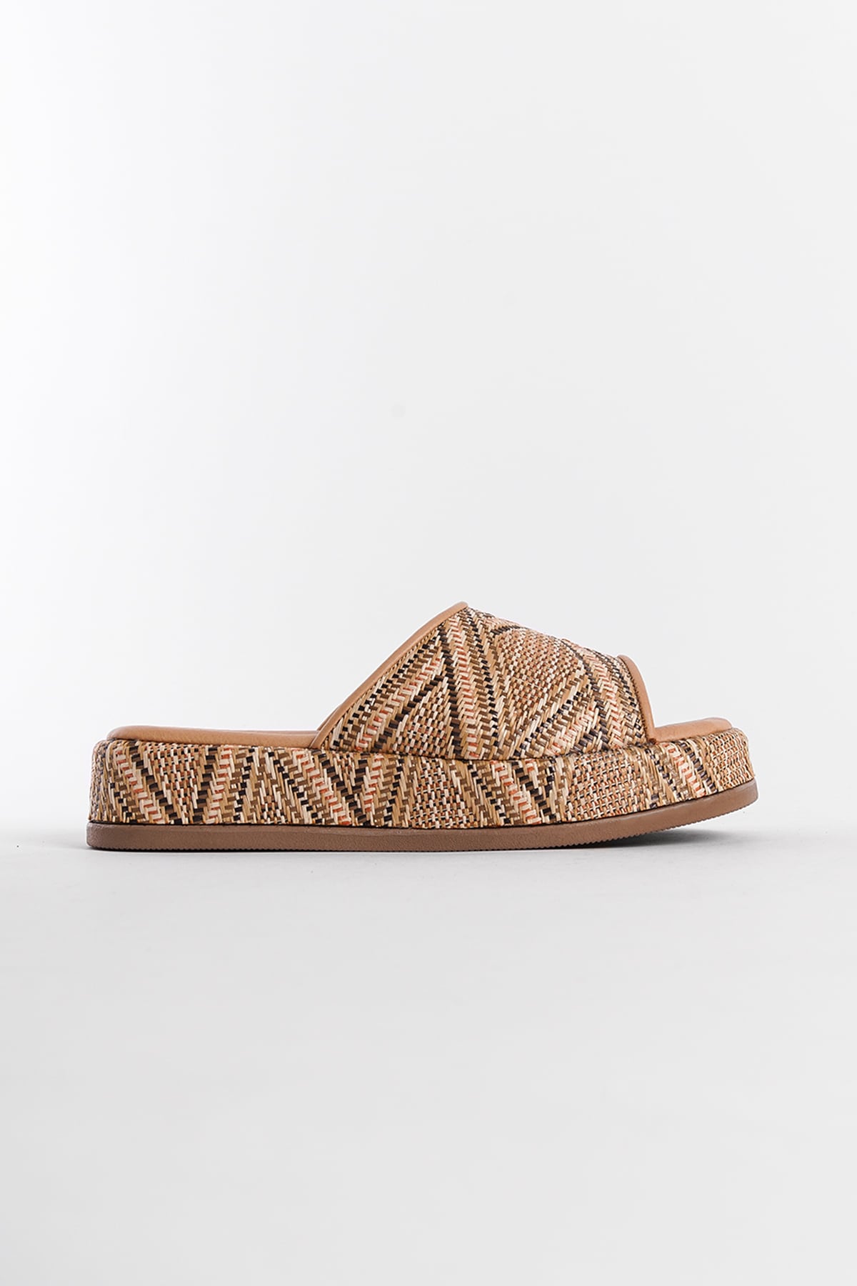 Capone Straw Genuine Leather Single Strap Women Nude Sandals