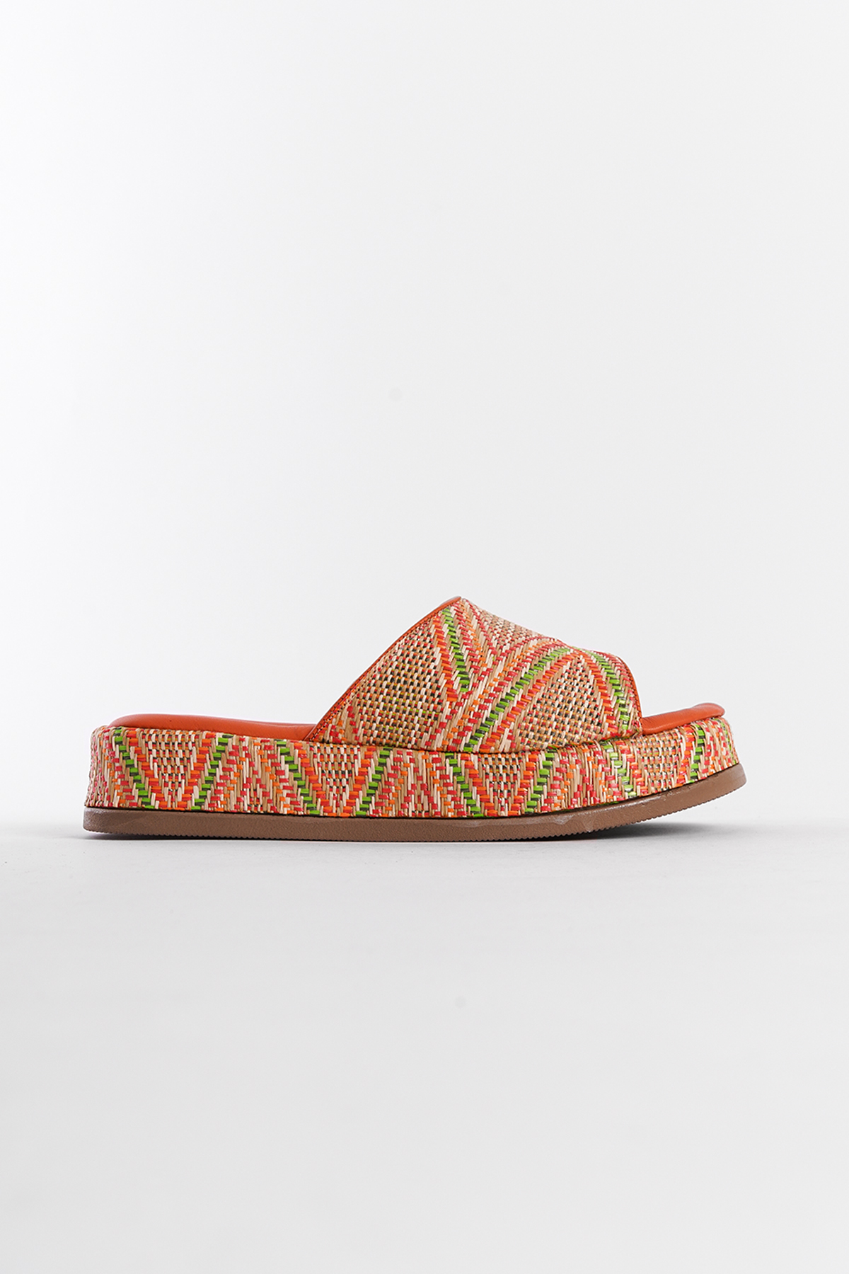 Capone Straw Genuine Leather Single Strap Women Orange Sandals