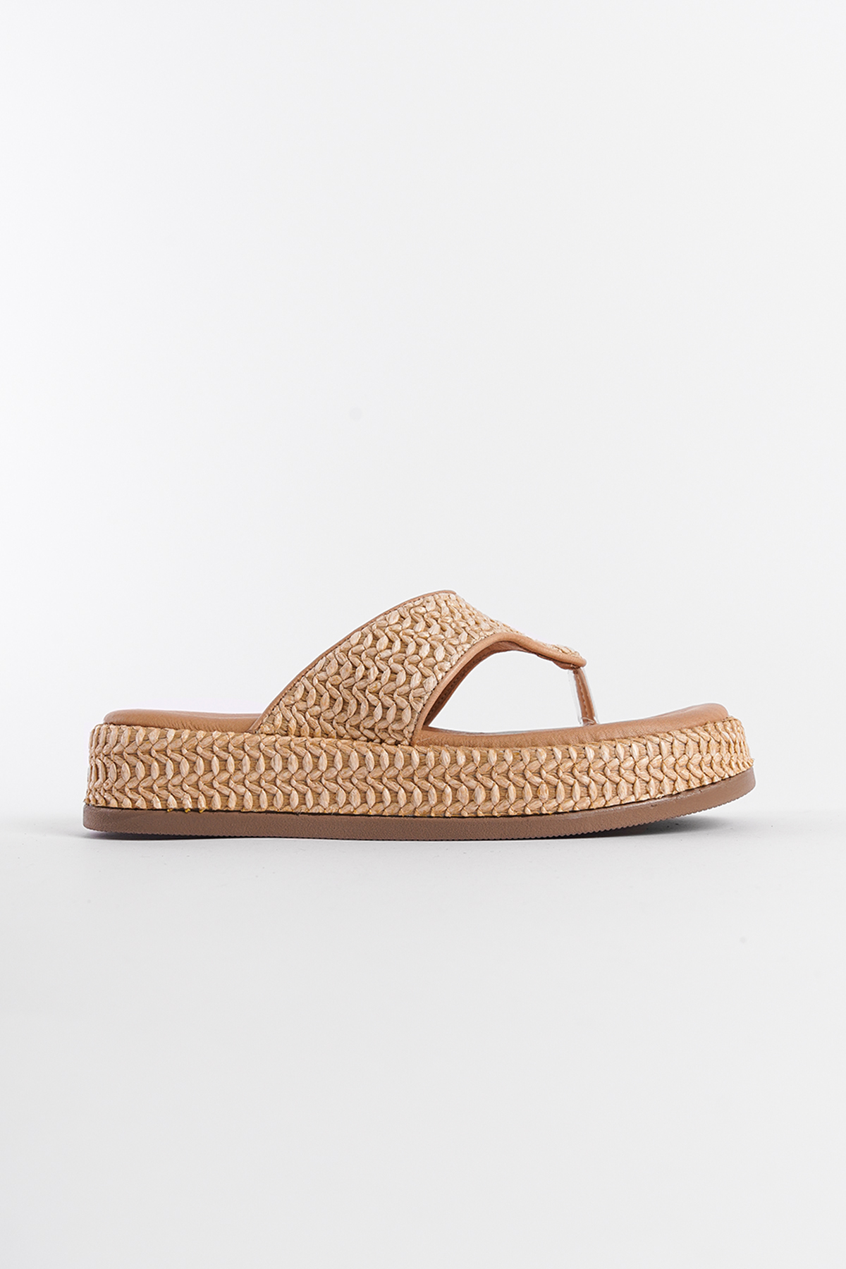 Capone Straw Genuine Leather Women Nude Thong Sandals