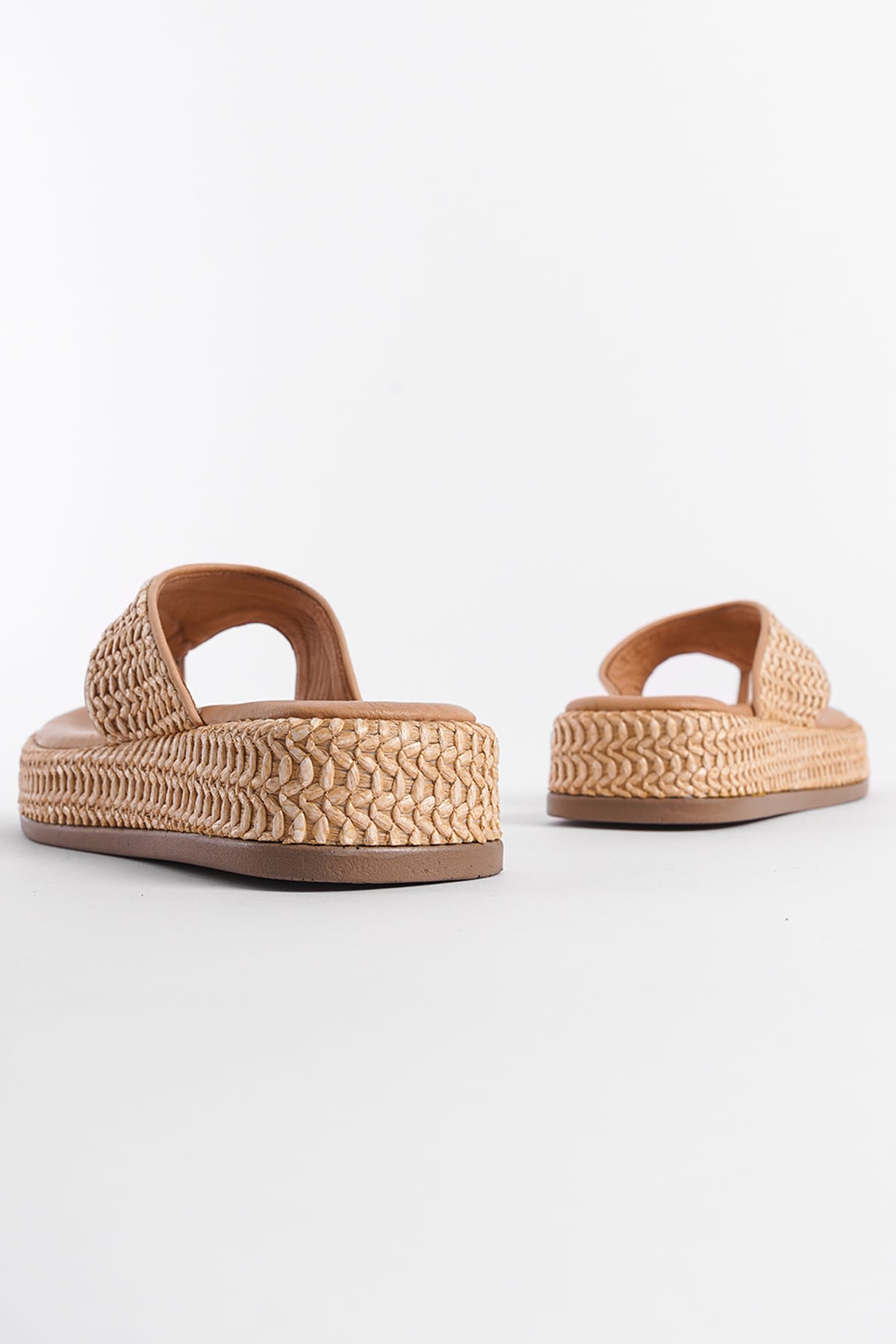 Capone Straw Genuine Leather Women Nude Thong Sandals