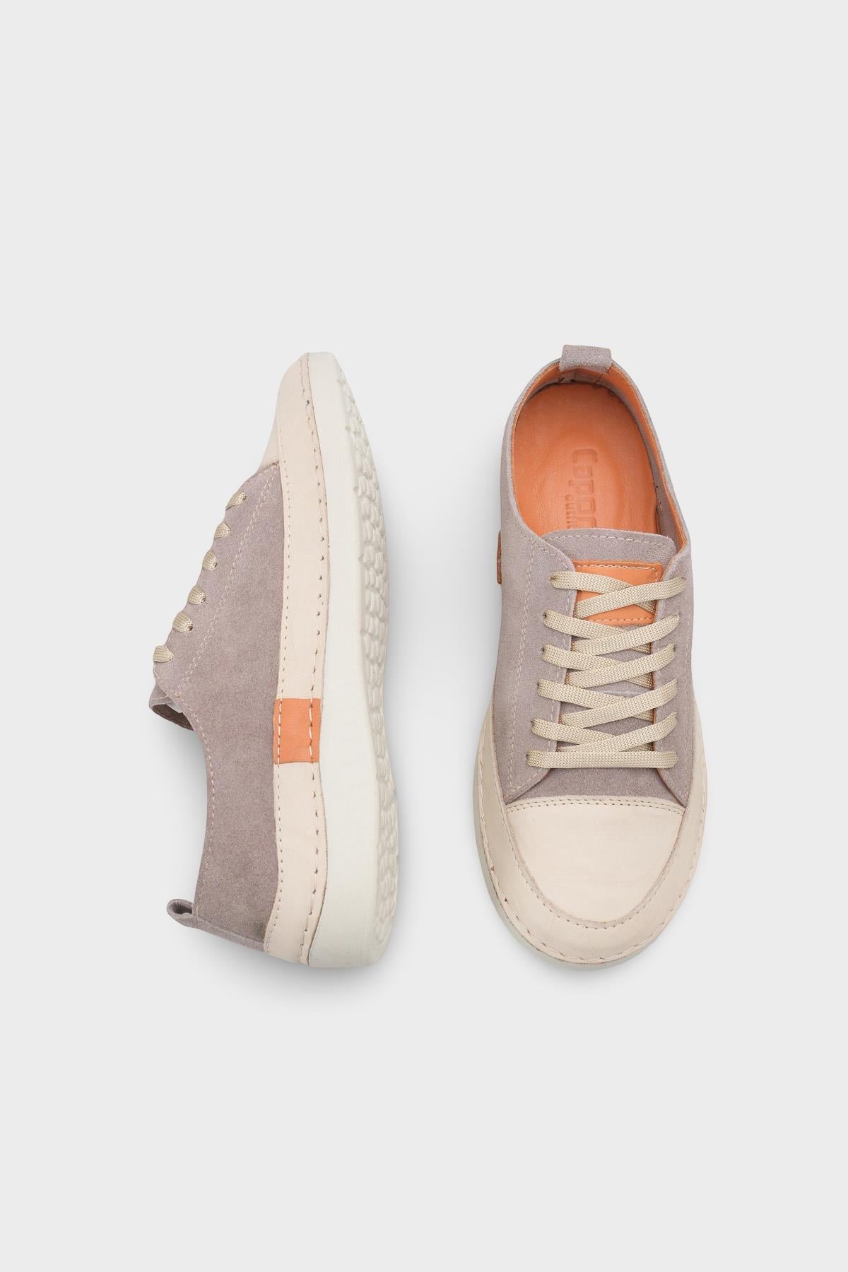 Capone Susette Genuine Leather Soft Comfort Women Silver Grey Sneaker