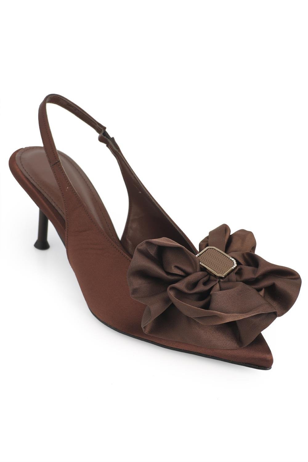 Capone Tasha Satin Bow Detail Pointed Toe Mid Heel Women  Shoe