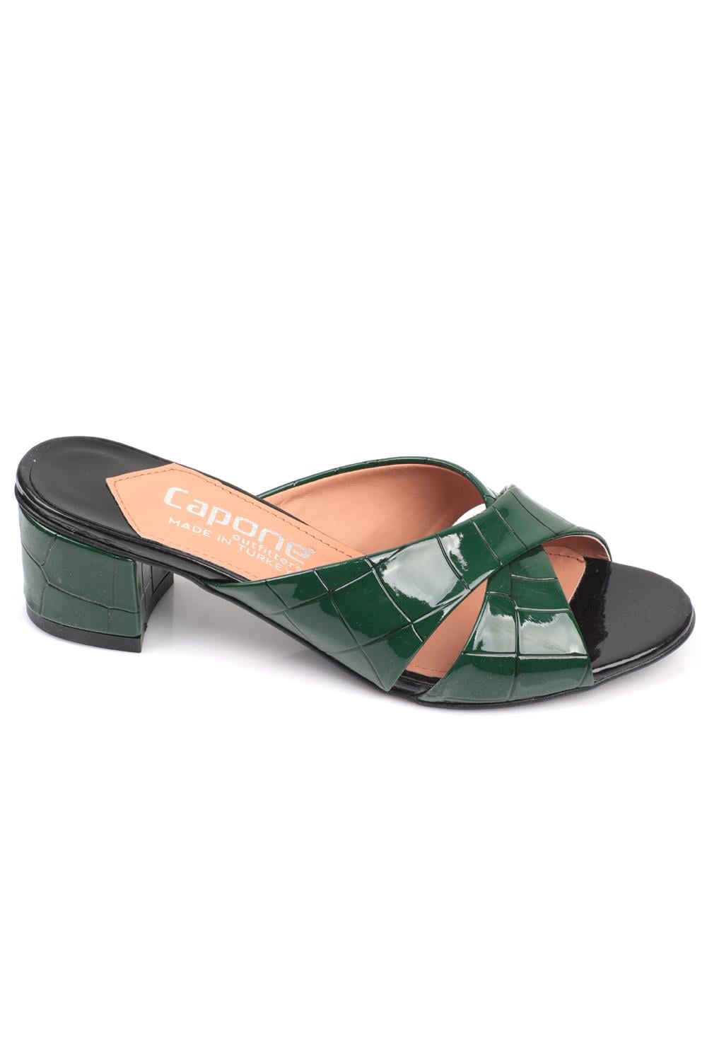Capone Taya Cross Band Women Dark Green Sandals
