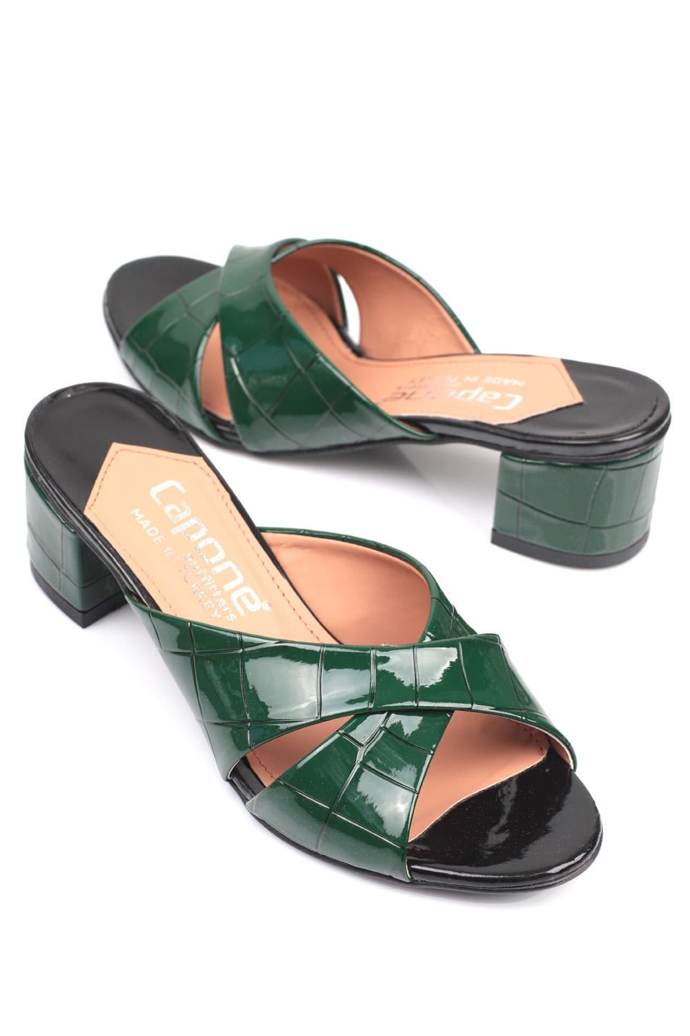 Capone Taya Cross Band Women Dark Green Sandals