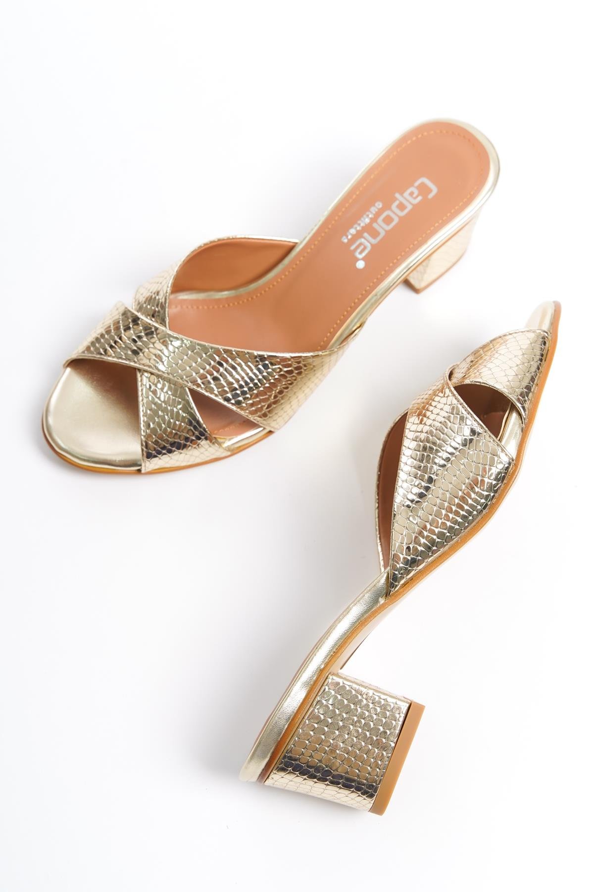 Capone Taya Cross Band Women Gold Sandals
