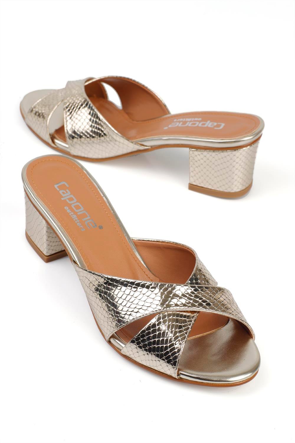 Capone Taya Cross Band Women Gold Sandals