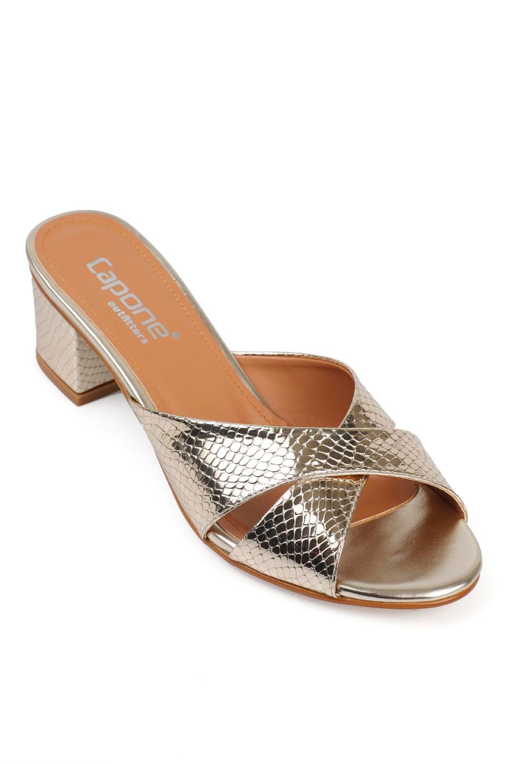 Capone Taya Cross Band Women Gold Sandals