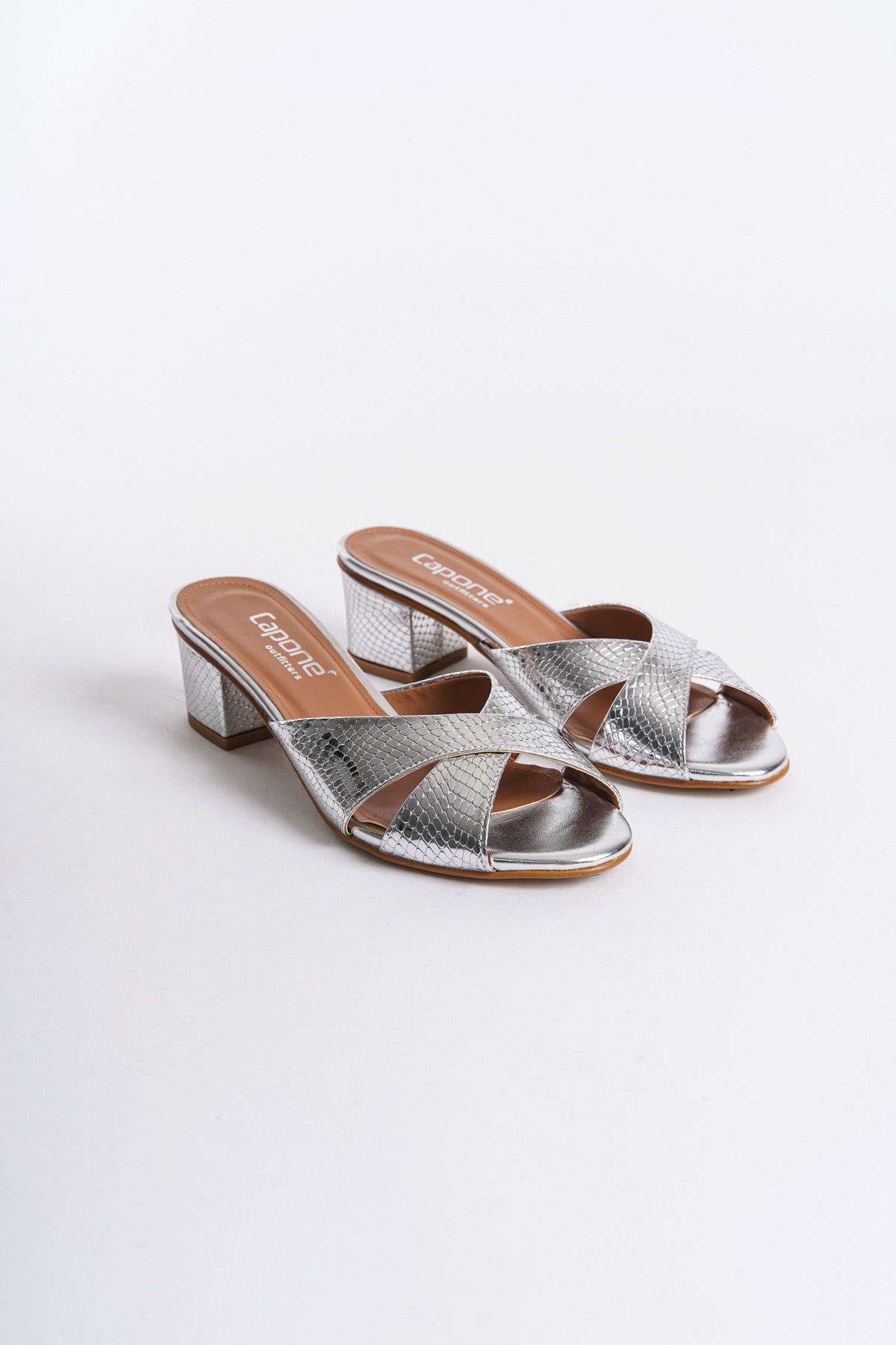 Capone Taya Cross Band Women Silver Sandals