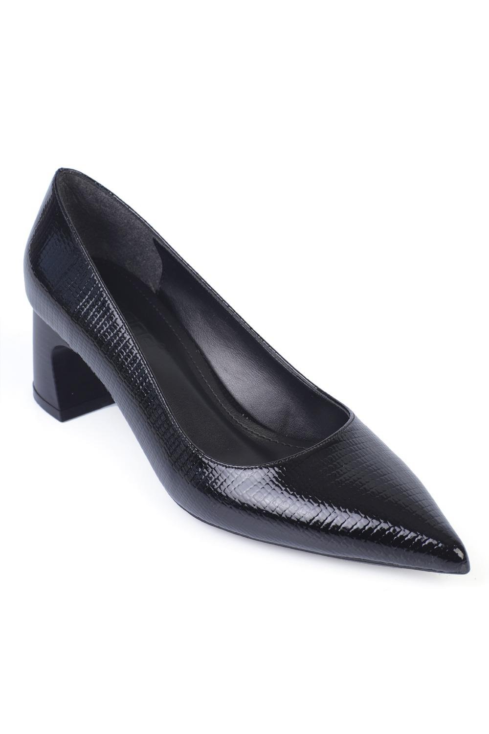 Capone Thick Mid-Heel Buckled Casual Women Black Shoes