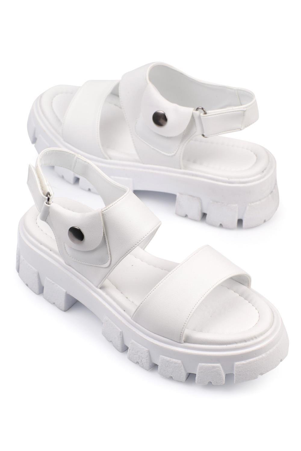 Capone Thick Sole Pocket Single Strap Women White Sandals
