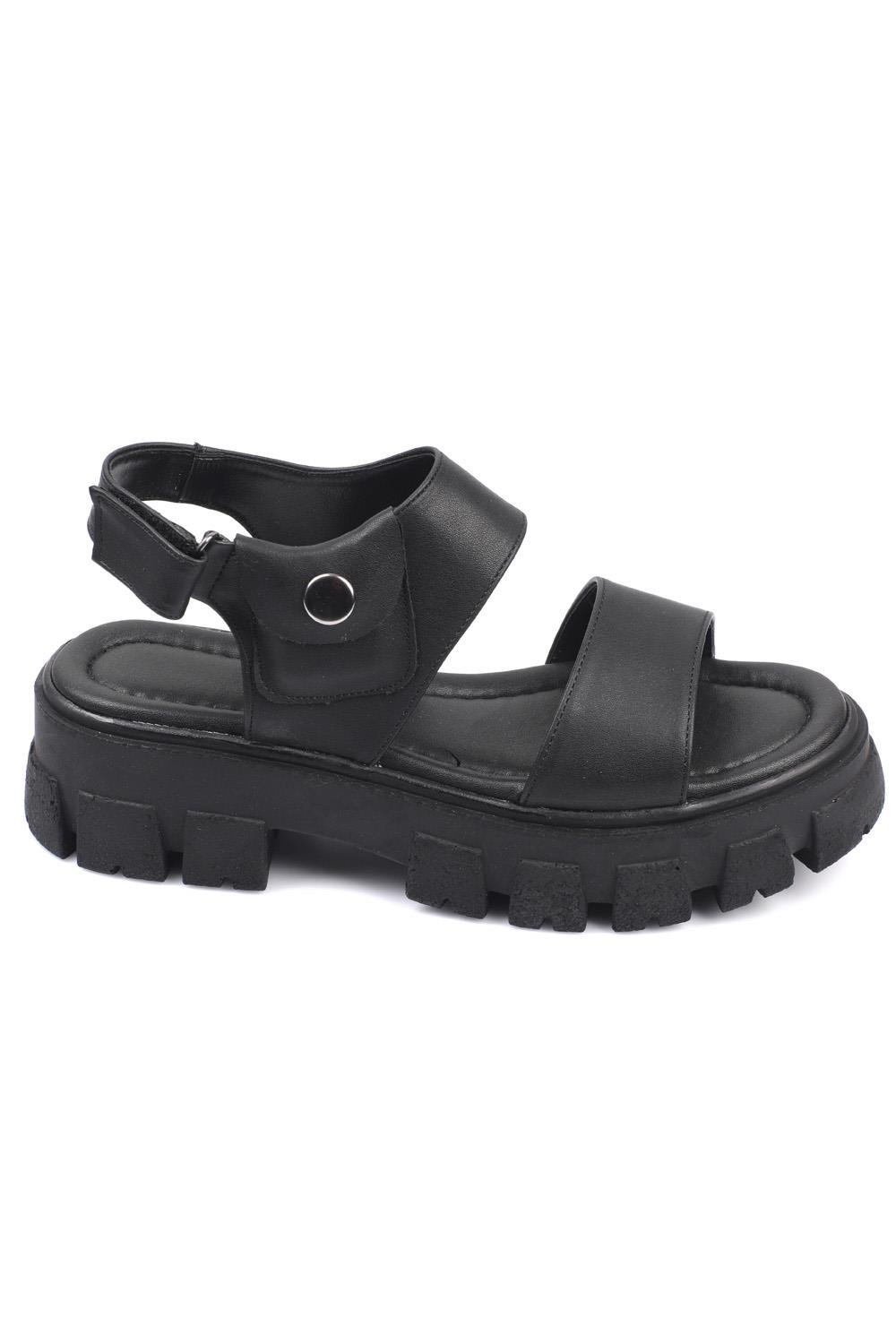 Capone Thick Sole Pocket Single Strap Women Black's Sandals