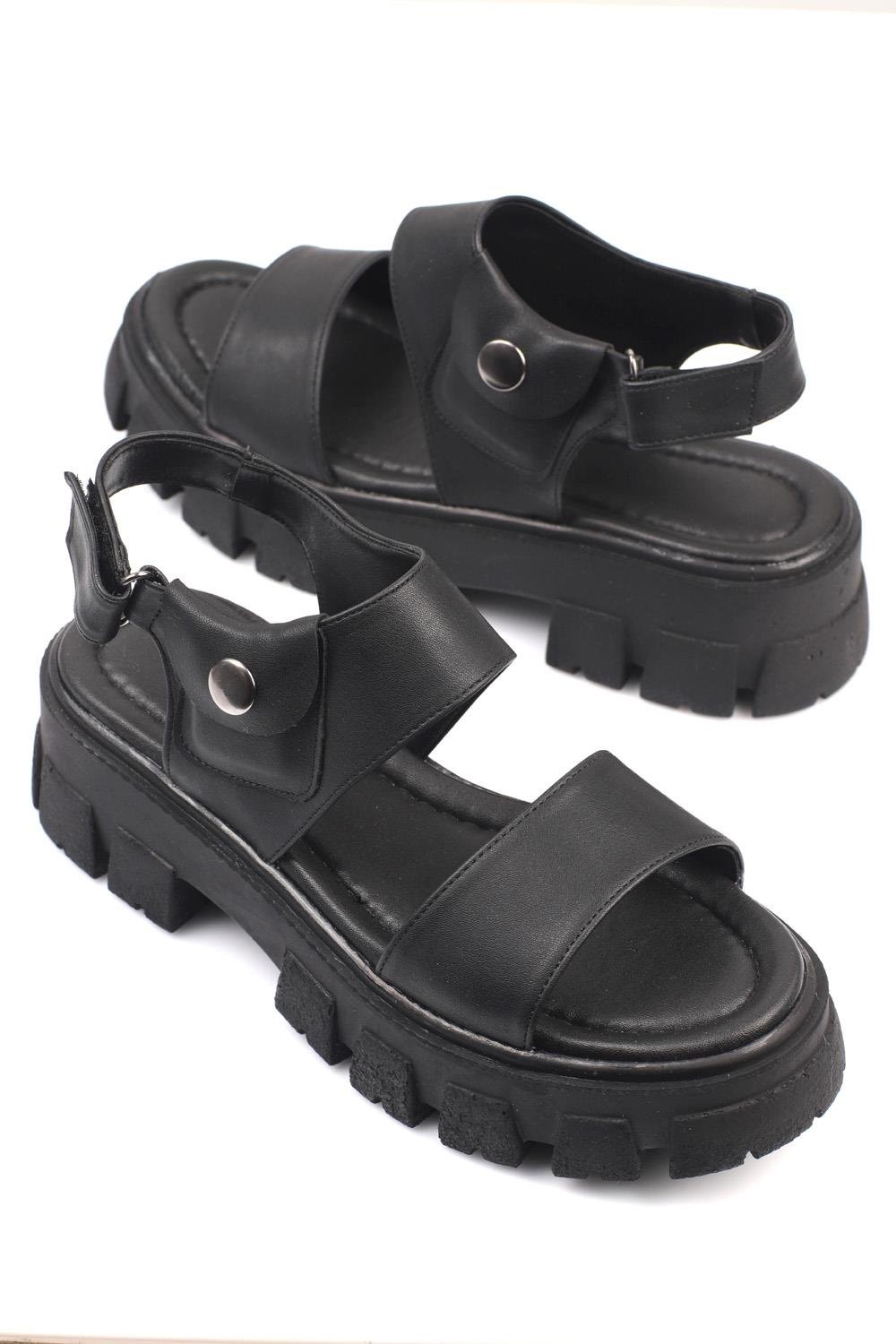 Capone Thick Sole Pocket Single Strap Women Black's Sandals