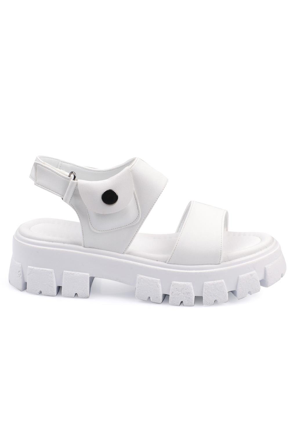 Capone Thick Sole Pocket Single Strap Women White Sandals