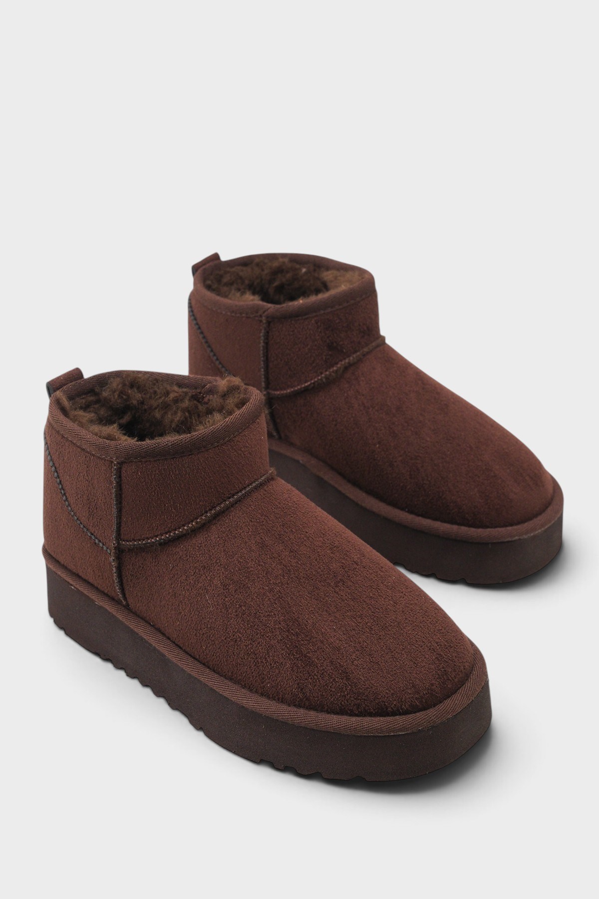 Capone Thick Sole Round Toe Fur Lined Short Woman Boots