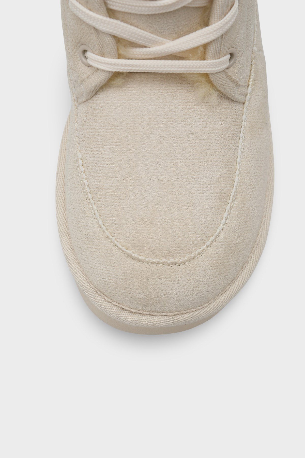 Capone Thick Sole Round Toe Laced Furry Women Beige Boots