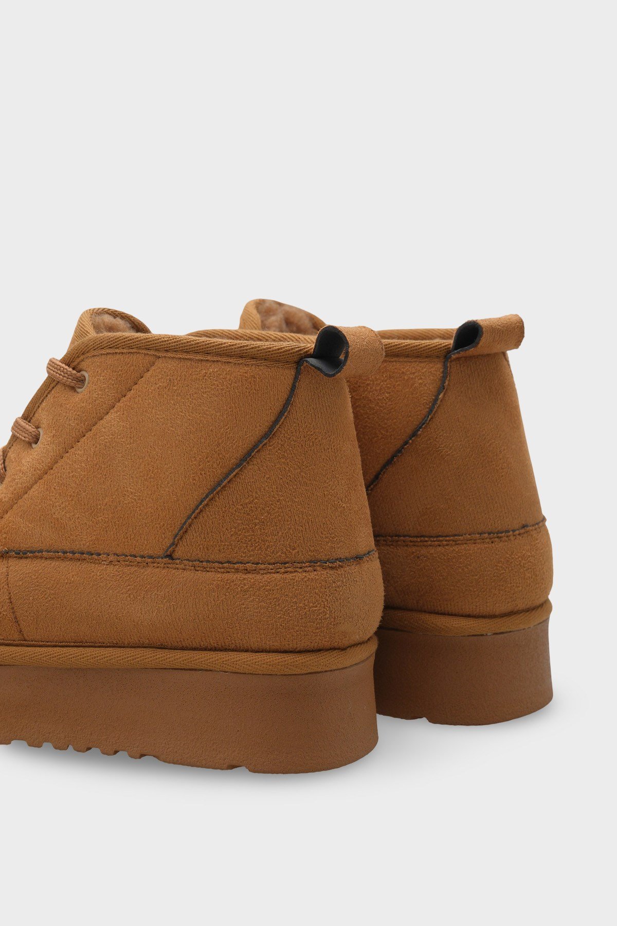 Capone Thick Sole Round Toe Laced Furry Women Tan Boots