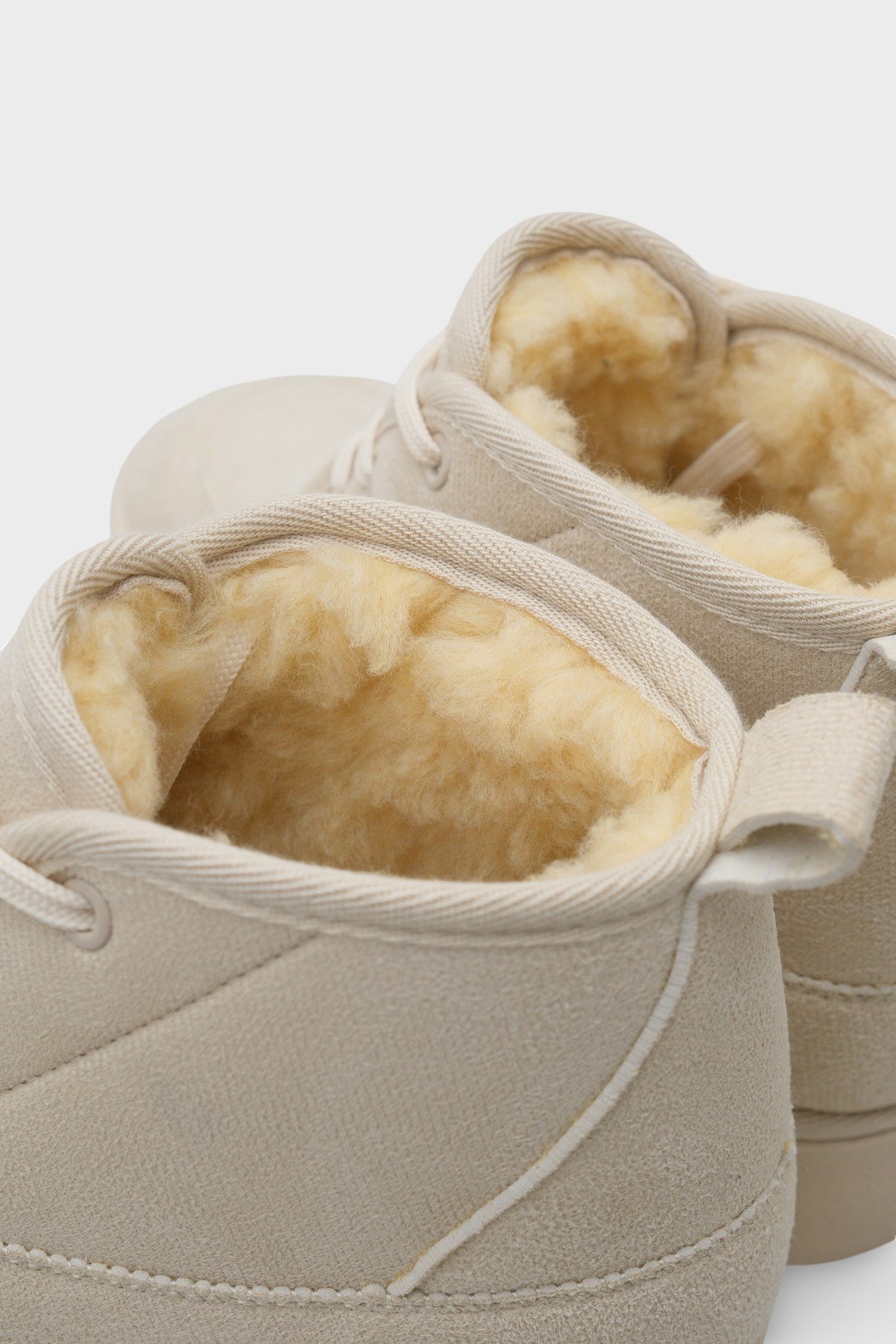 Capone Thick Sole Round Toe Laced Furry Women Beige Boots