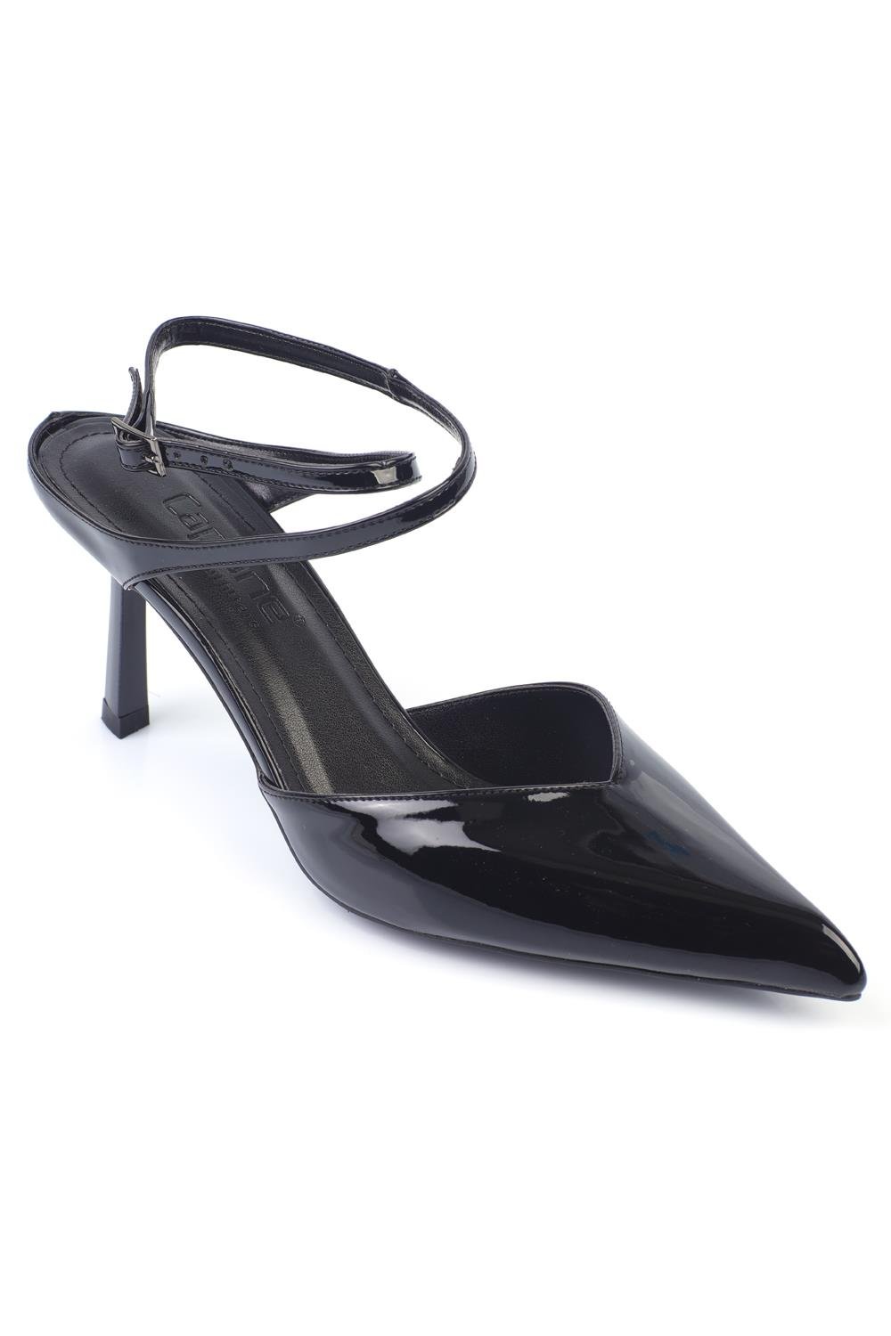 Capone Tiff Women Patent Black Heeled Shoes