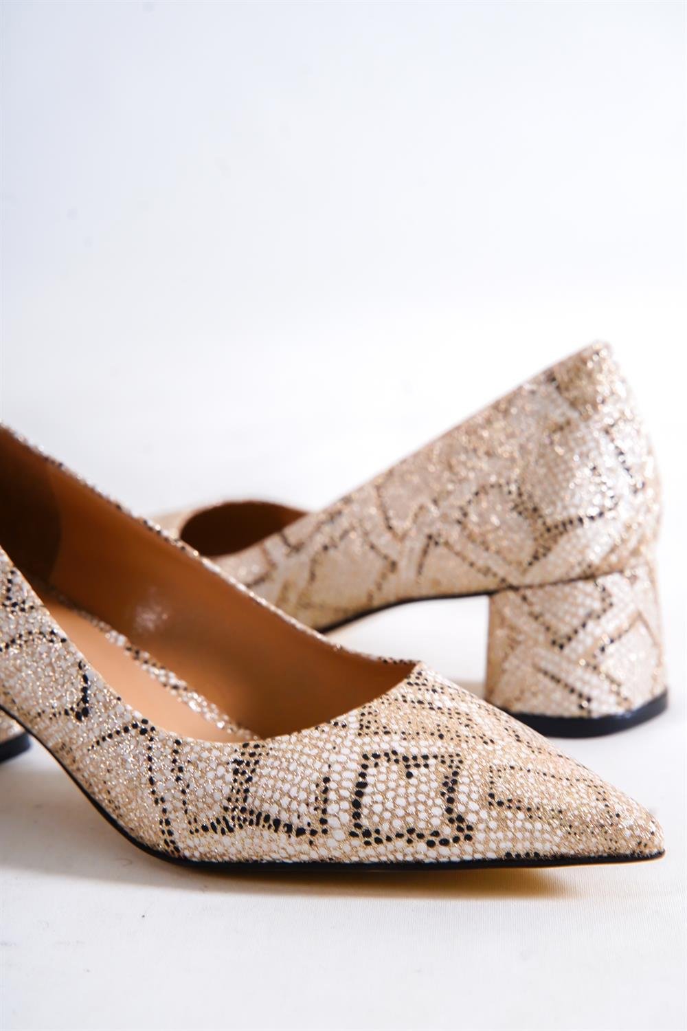 Capone Tina Mid Heel Women Gold Shoes