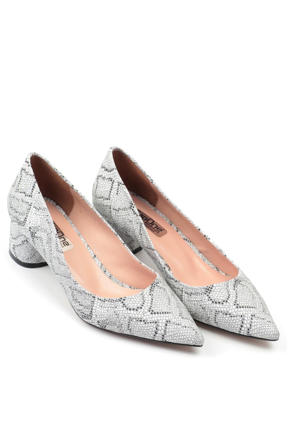 Capone Tina Mid Heel Women Silver Shoes