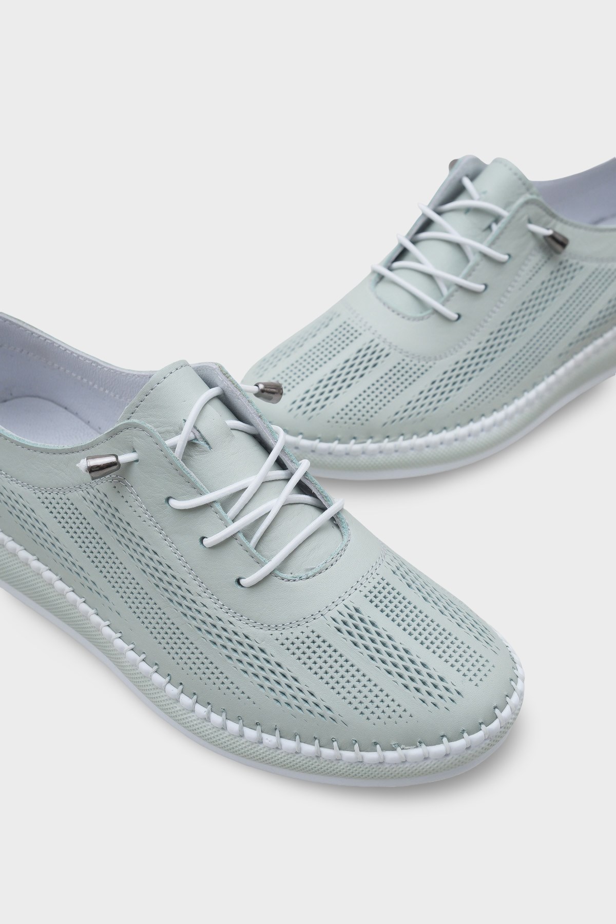Capone Torrie Genuine Leather Soft Comfort Sole Women Sea Green Ballet Flat