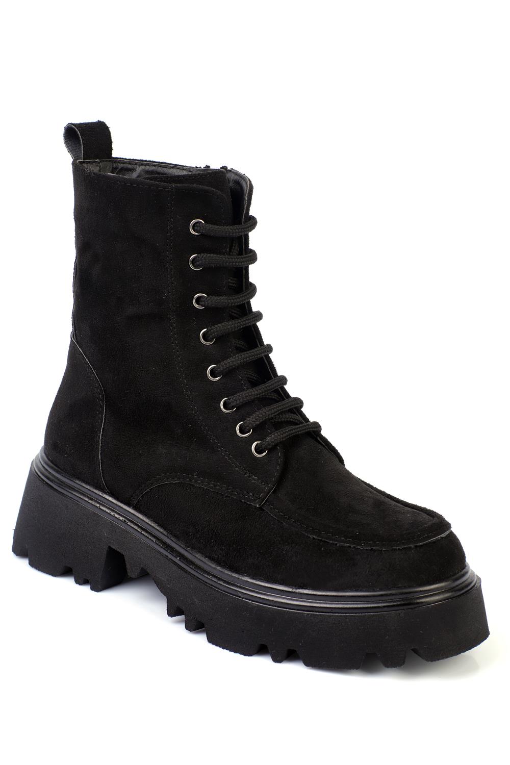 Capone Track Sole Side Elastic Women Black Long Boots