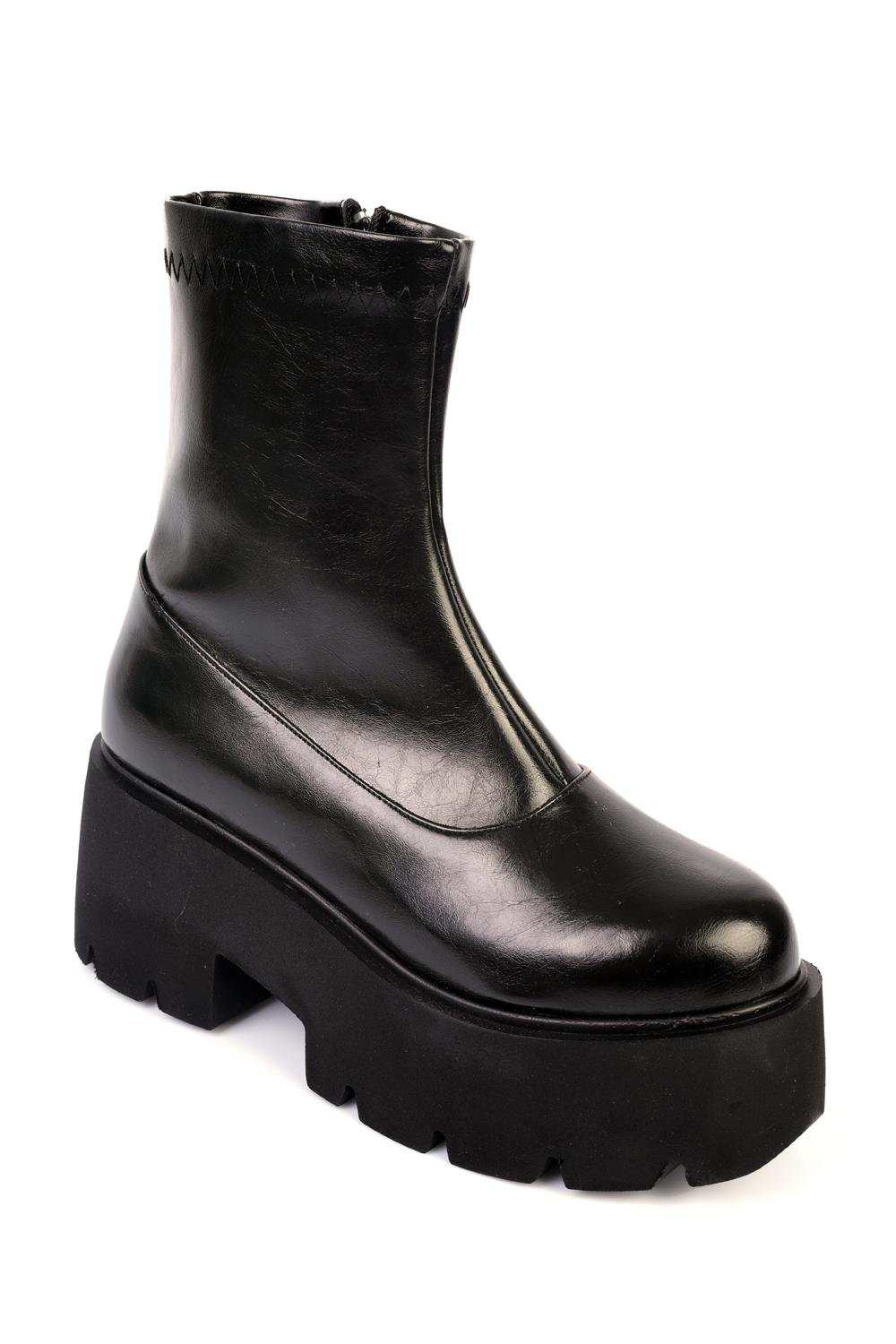 Capone Track Sole Women Black Ankle Boots
