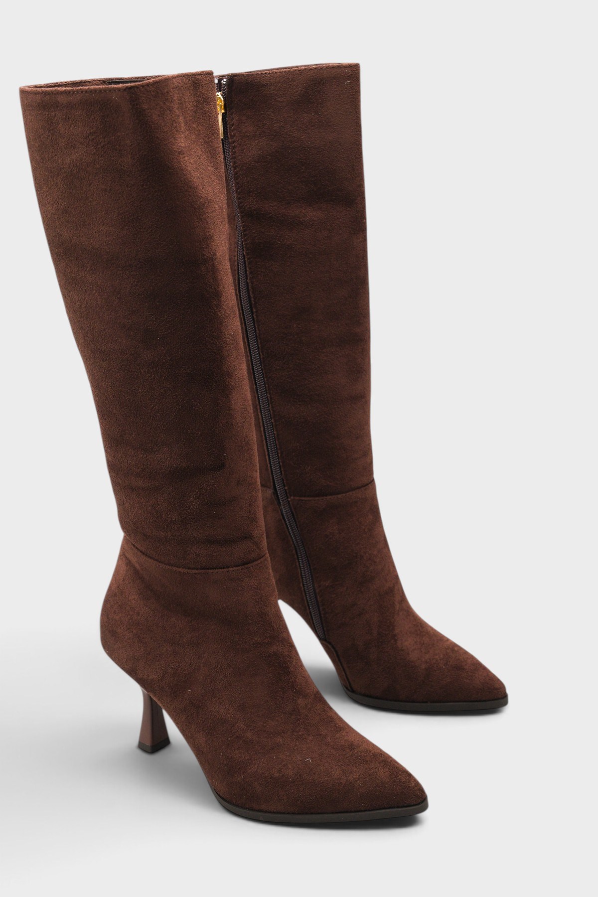 Capone Tracy Pointed Toe Side Zip Elegant Women Sued Brown Boot