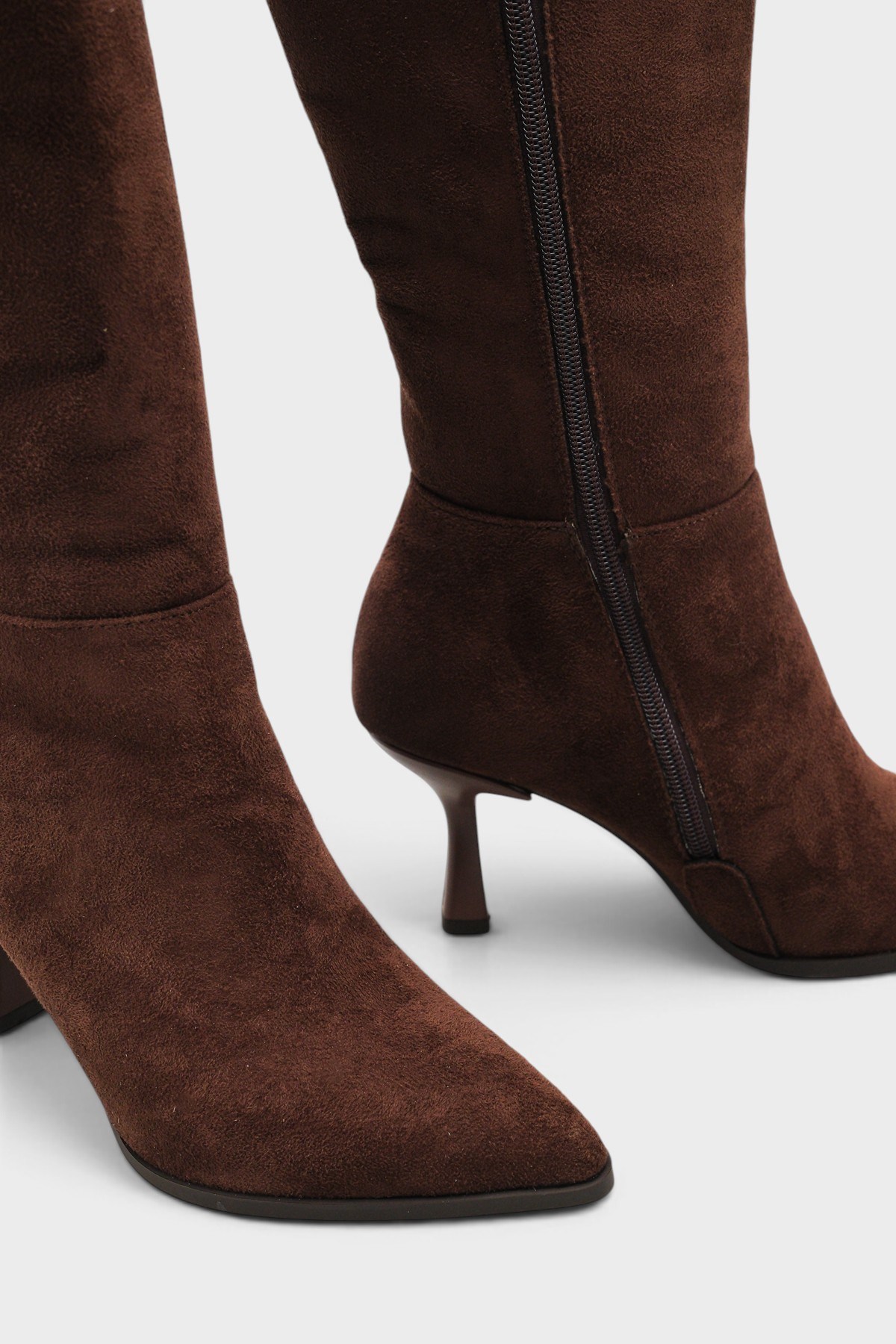 Capone Tracy Pointed Toe Side Zip Elegant Women Sued Brown Boot