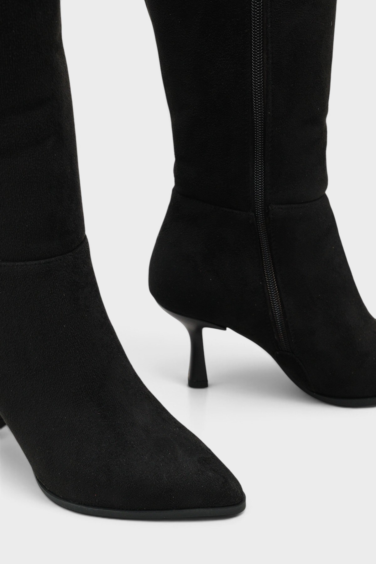 Capone Tracy Pointed Toe Side Zip Elegant Women Sued Black Boot
