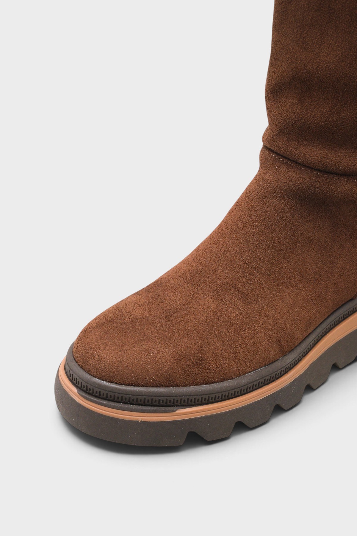 Capone Tracy Suede Look Faux Fur Round Toe Women Sued Brown Boot