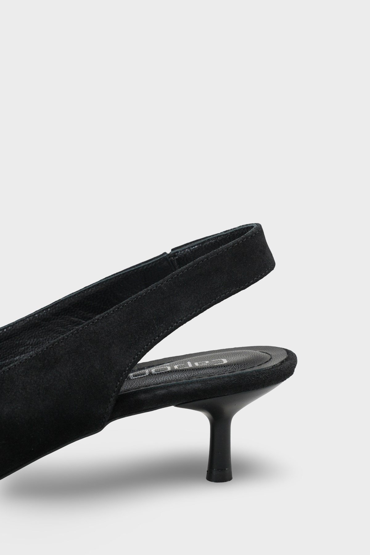 Capone Tressa Genuine Leather Pointed Toe Open Back Mid Heel Women Black Shoe