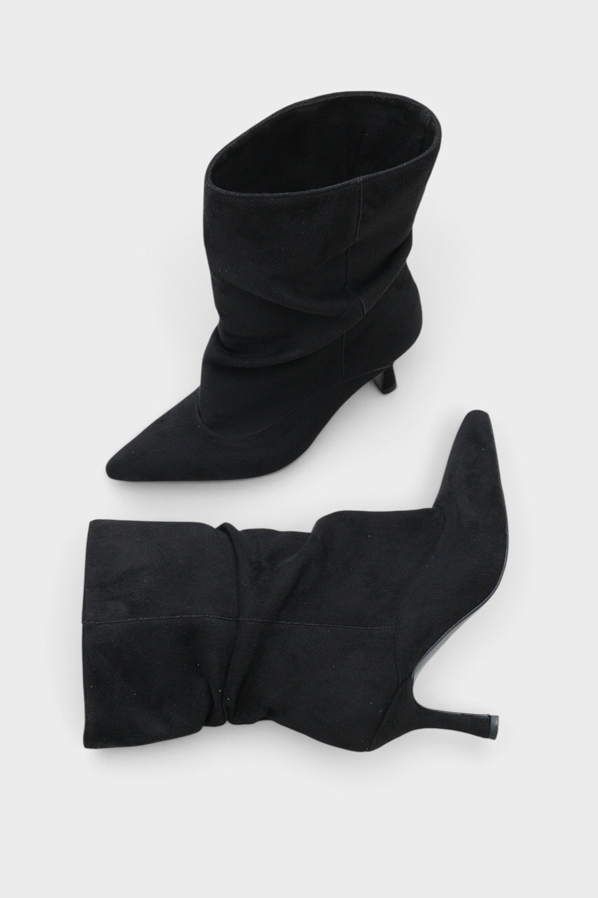 Capone Trixi Pointed Toe Suede Look Women Sued Black Ankle Boot