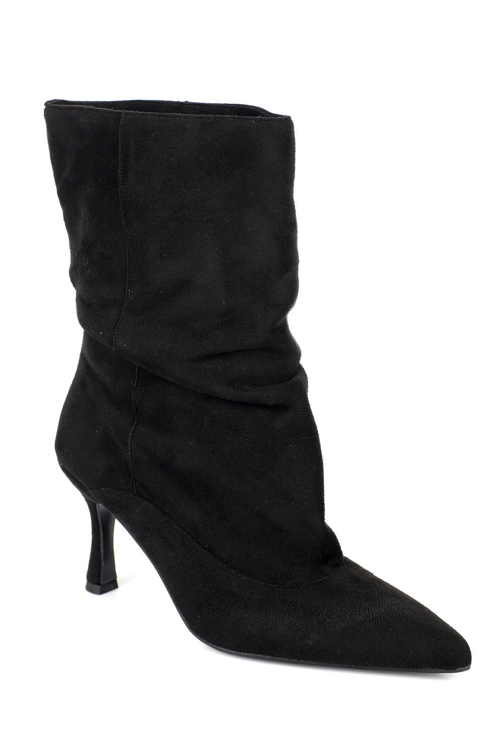Capone Trixi Pointed Toe Suede Look Women Sued Black Ankle Boot