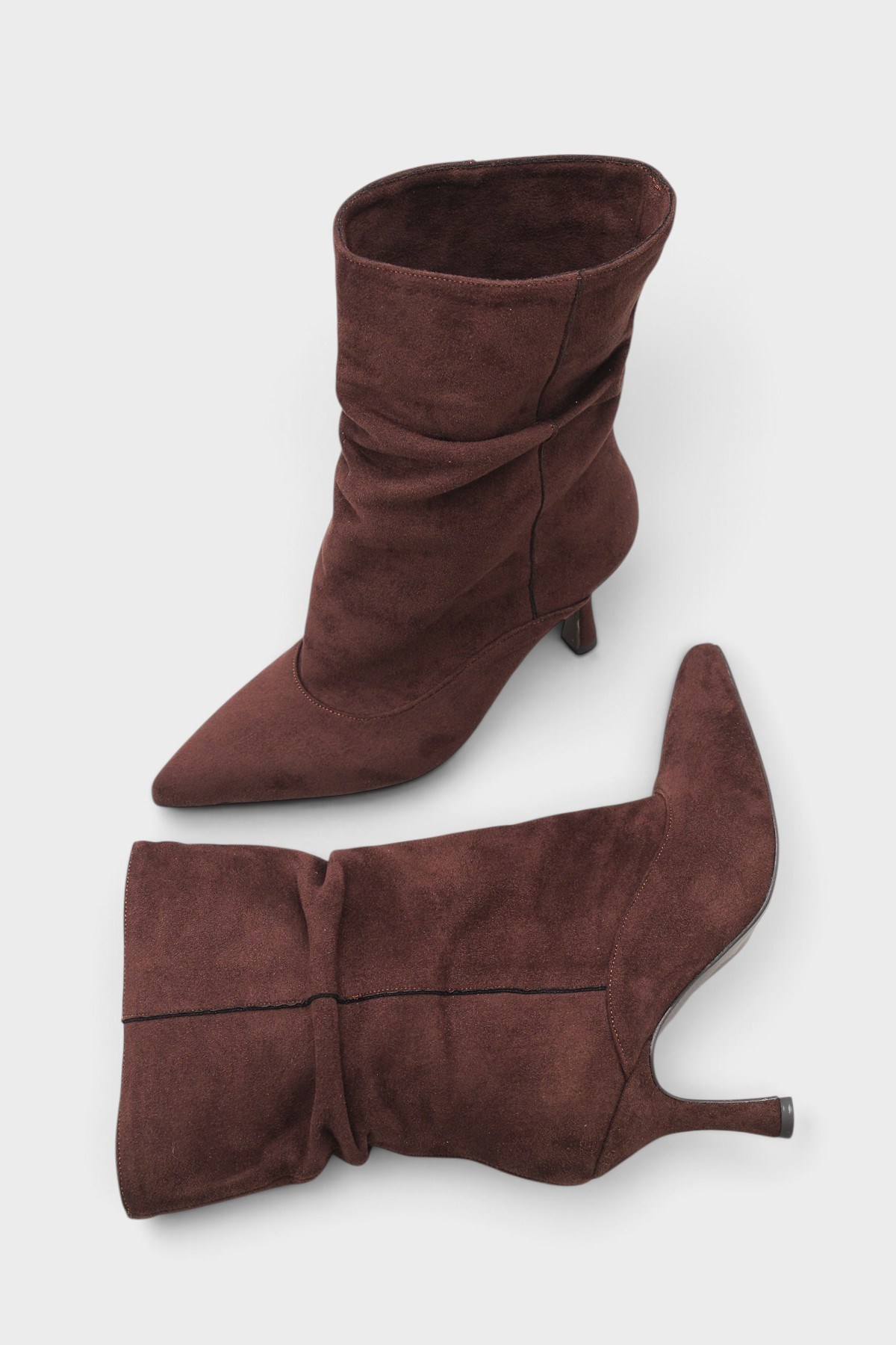 Capone Trixi Pointed Toe Suede Look Women Sued Brown Ankle Boot