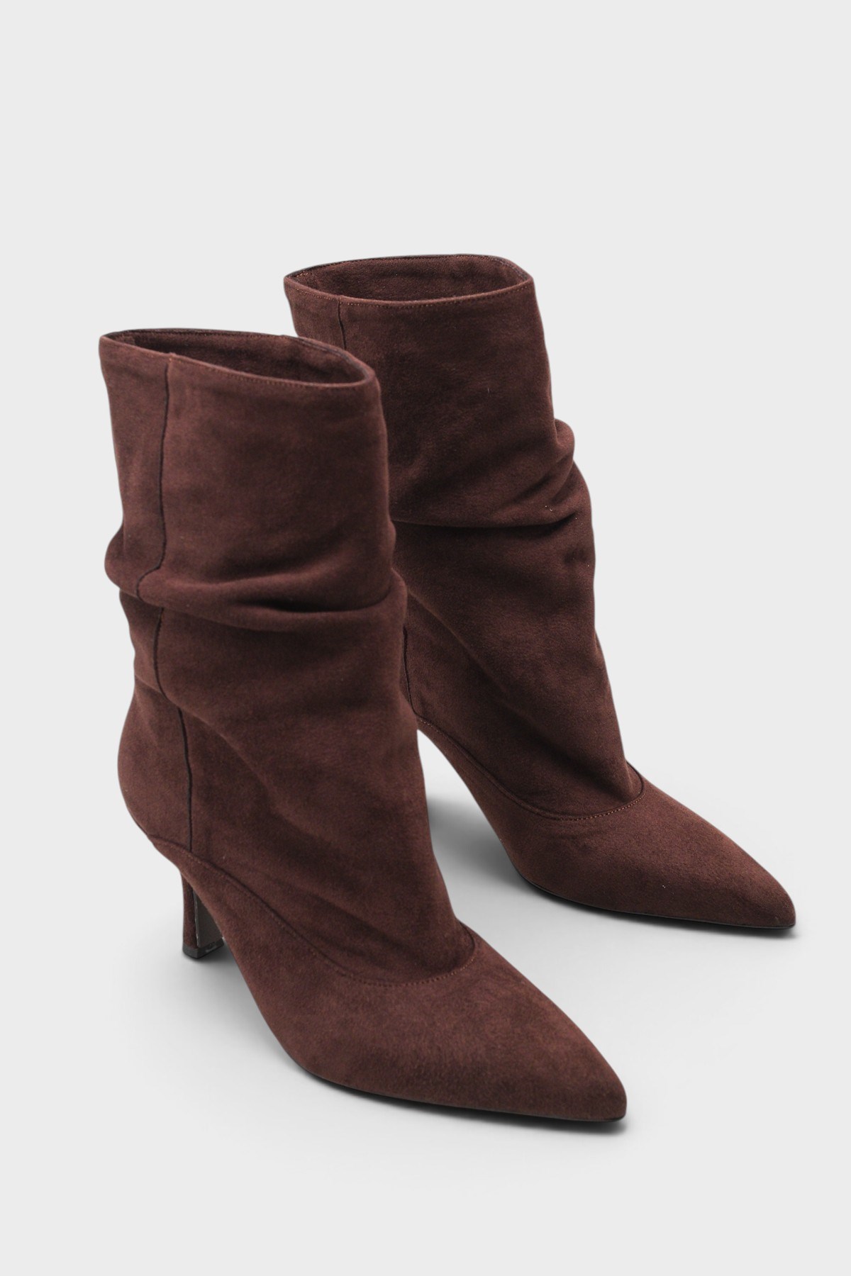 Capone Trixi Pointed Toe Suede Look Women Sued Brown Ankle Boot