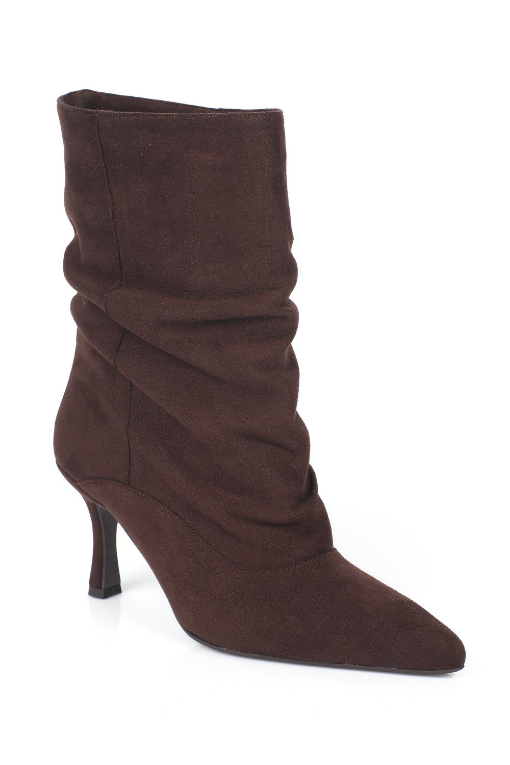 Capone Trixi Pointed Toe Suede Look Women Sued Brown Ankle Boot