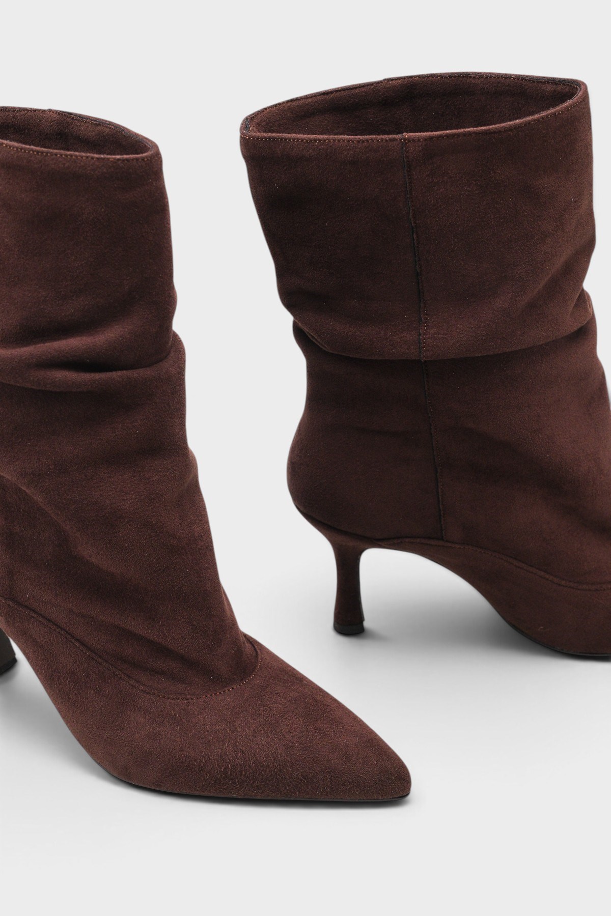 Capone Trixi Pointed Toe Suede Look Women Sued Brown Ankle Boot